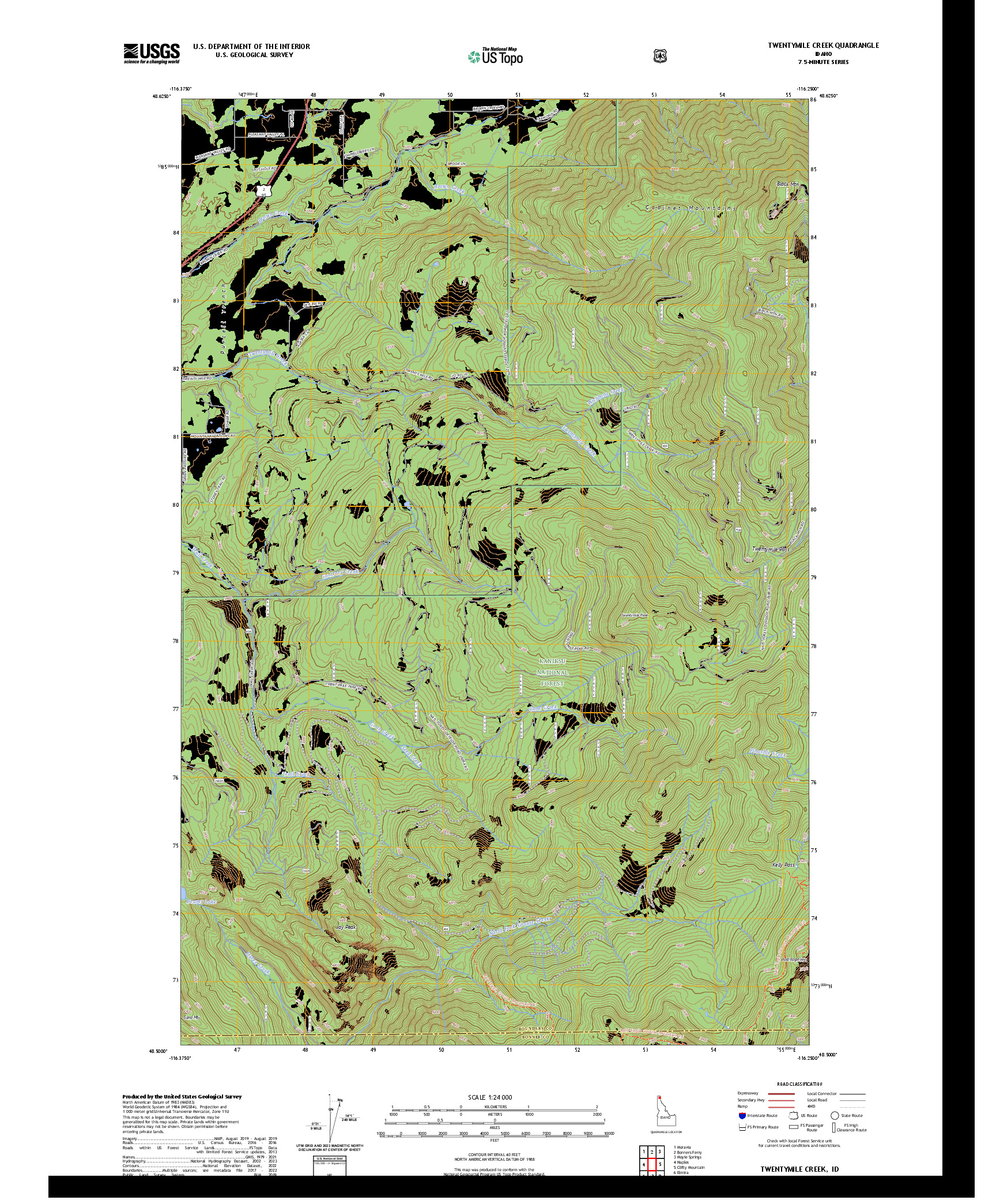 US TOPO 7.5-MINUTE MAP FOR TWENTYMILE CREEK, ID