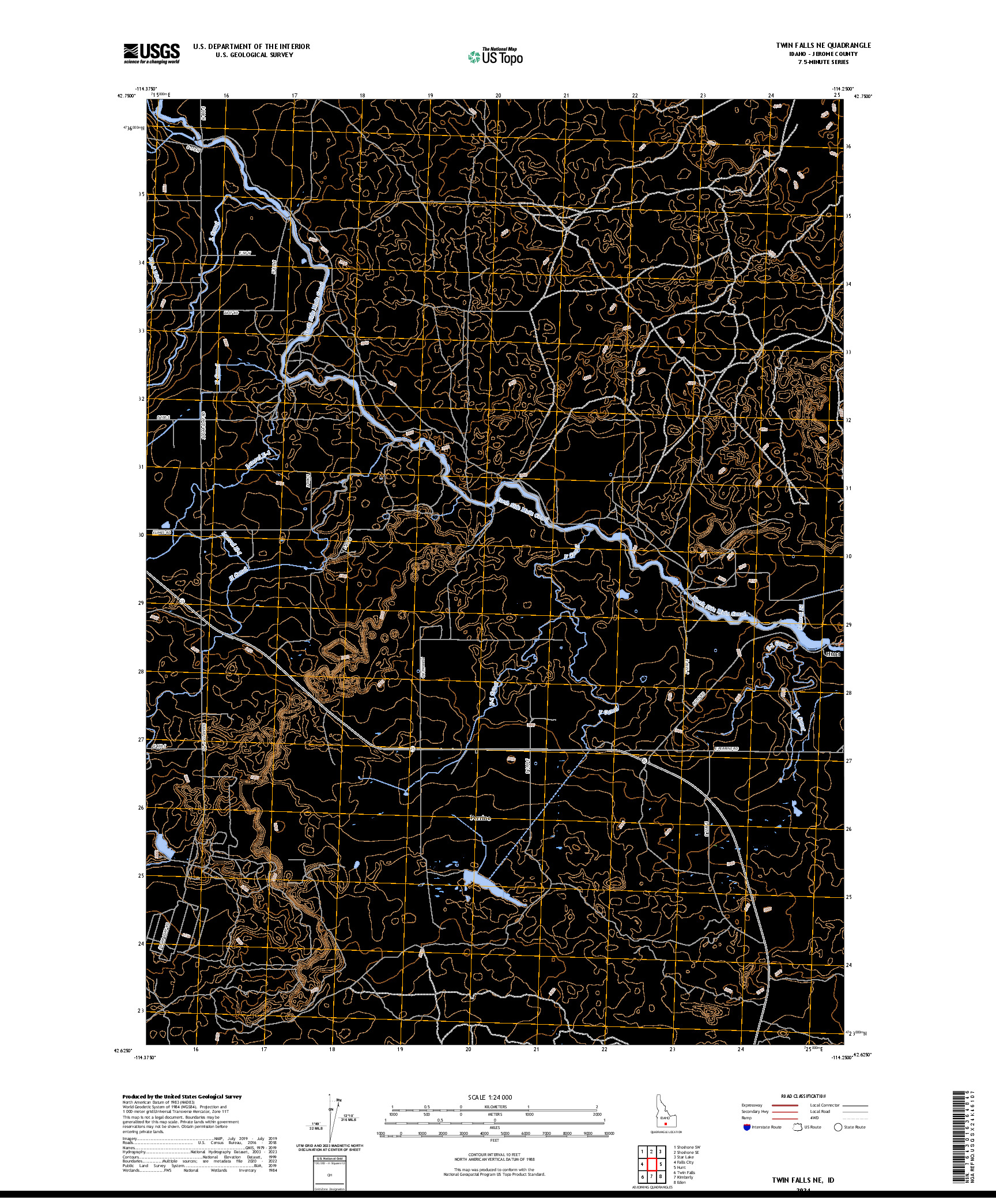 US TOPO 7.5-MINUTE MAP FOR TWIN FALLS NE, ID