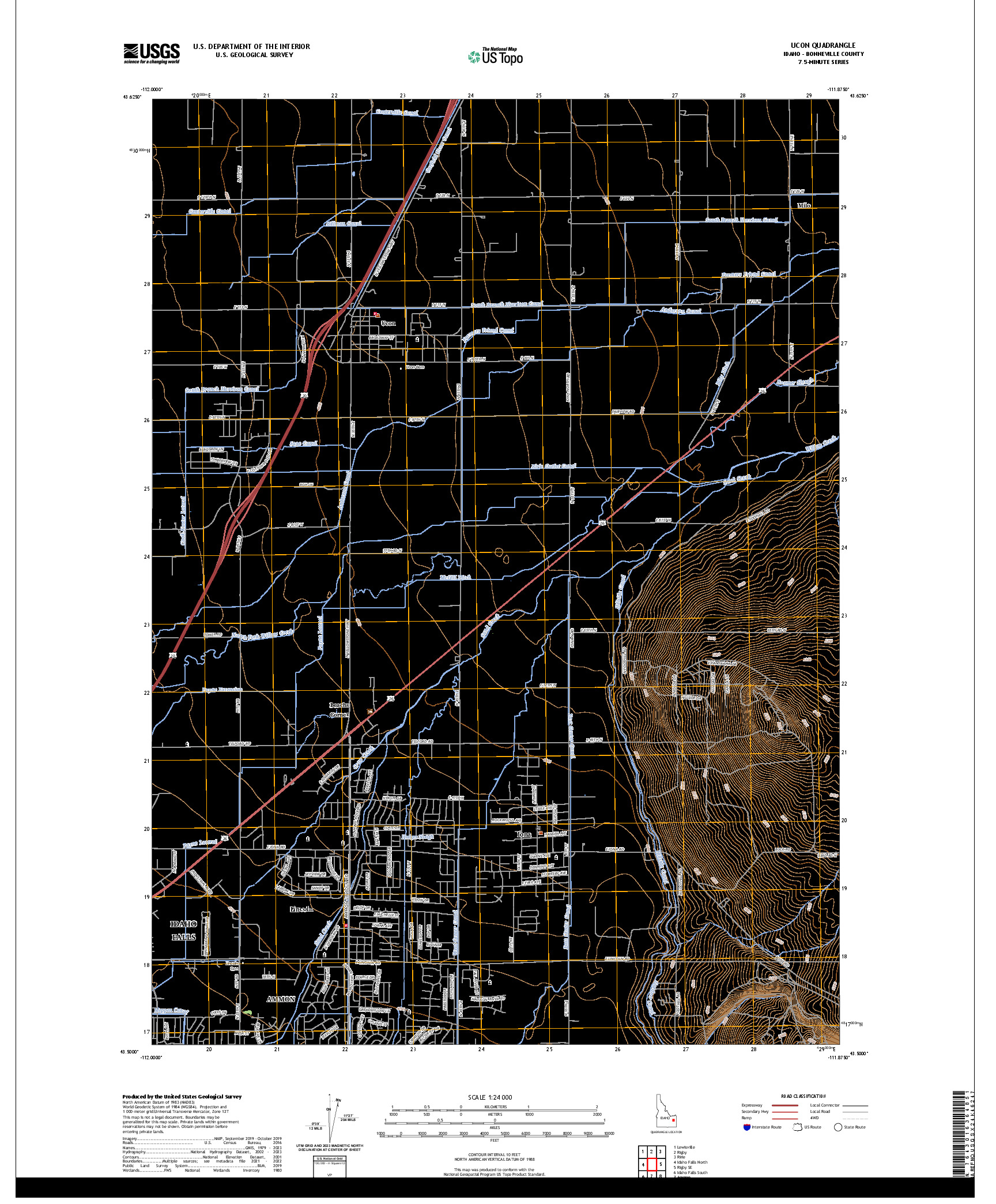 US TOPO 7.5-MINUTE MAP FOR UCON, ID