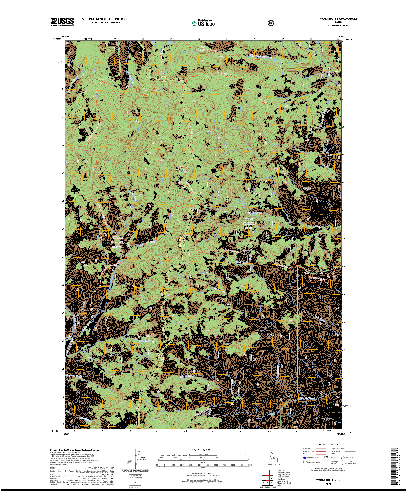 US TOPO 7.5-MINUTE MAP FOR WARDS BUTTE, ID