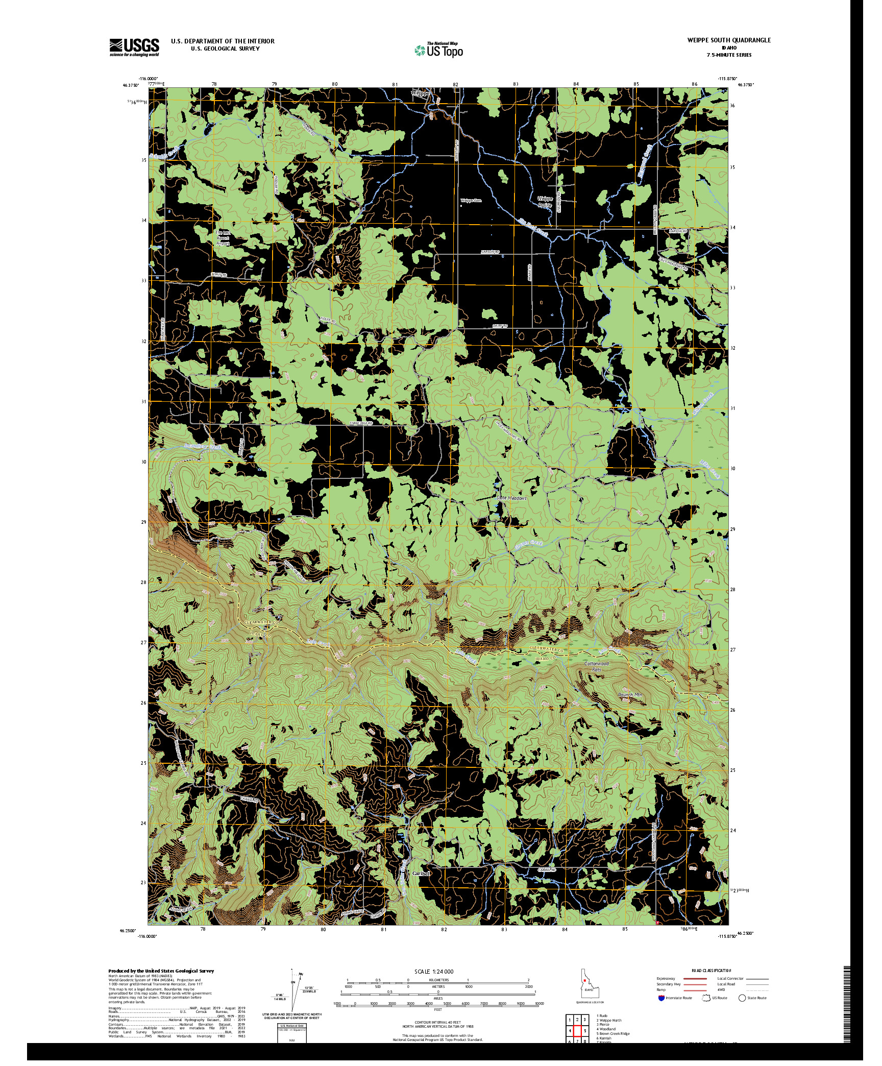 US TOPO 7.5-MINUTE MAP FOR WEIPPE SOUTH, ID