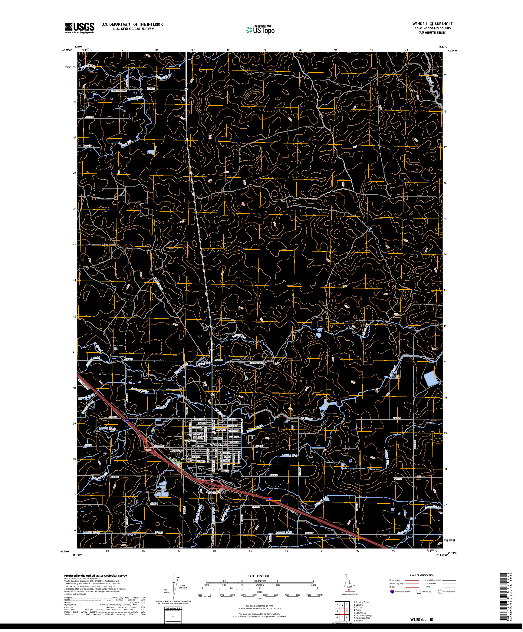 US TOPO 7.5-MINUTE MAP FOR WENDELL, ID