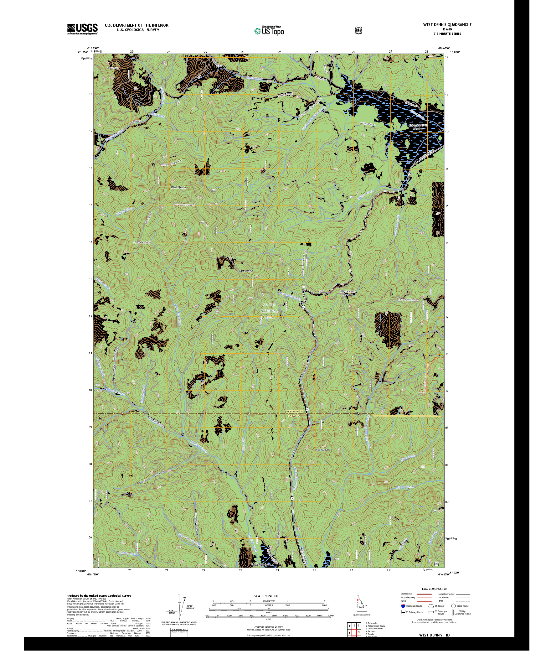 US TOPO 7.5-MINUTE MAP FOR WEST DENNIS, ID
