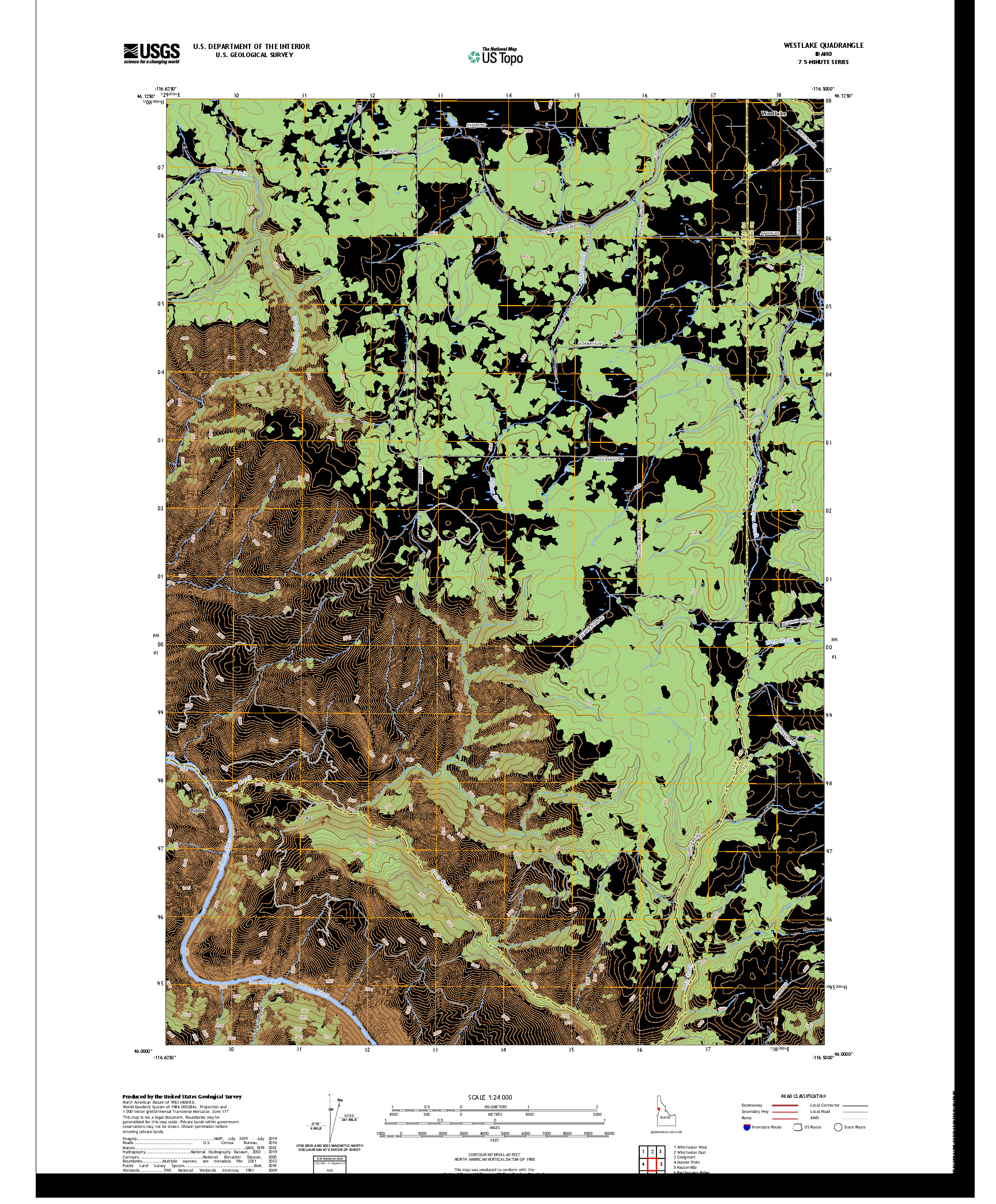US TOPO 7.5-MINUTE MAP FOR WESTLAKE, ID