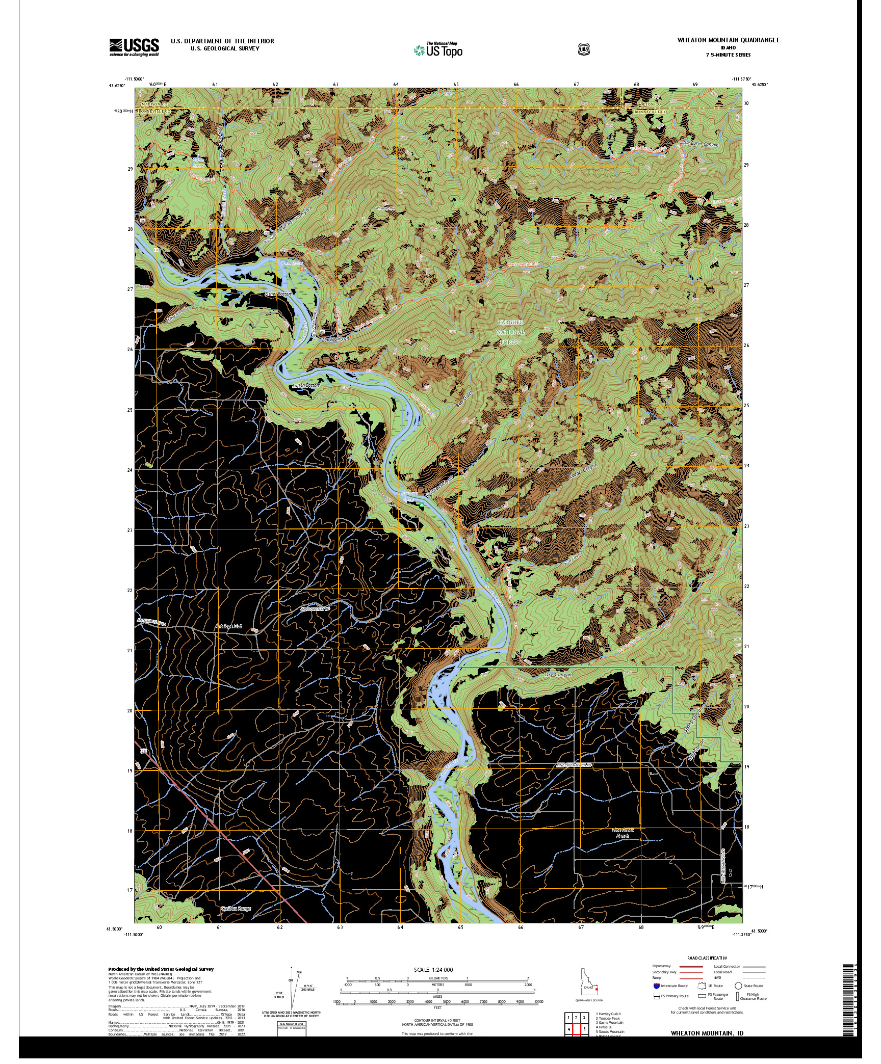 US TOPO 7.5-MINUTE MAP FOR WHEATON MOUNTAIN, ID