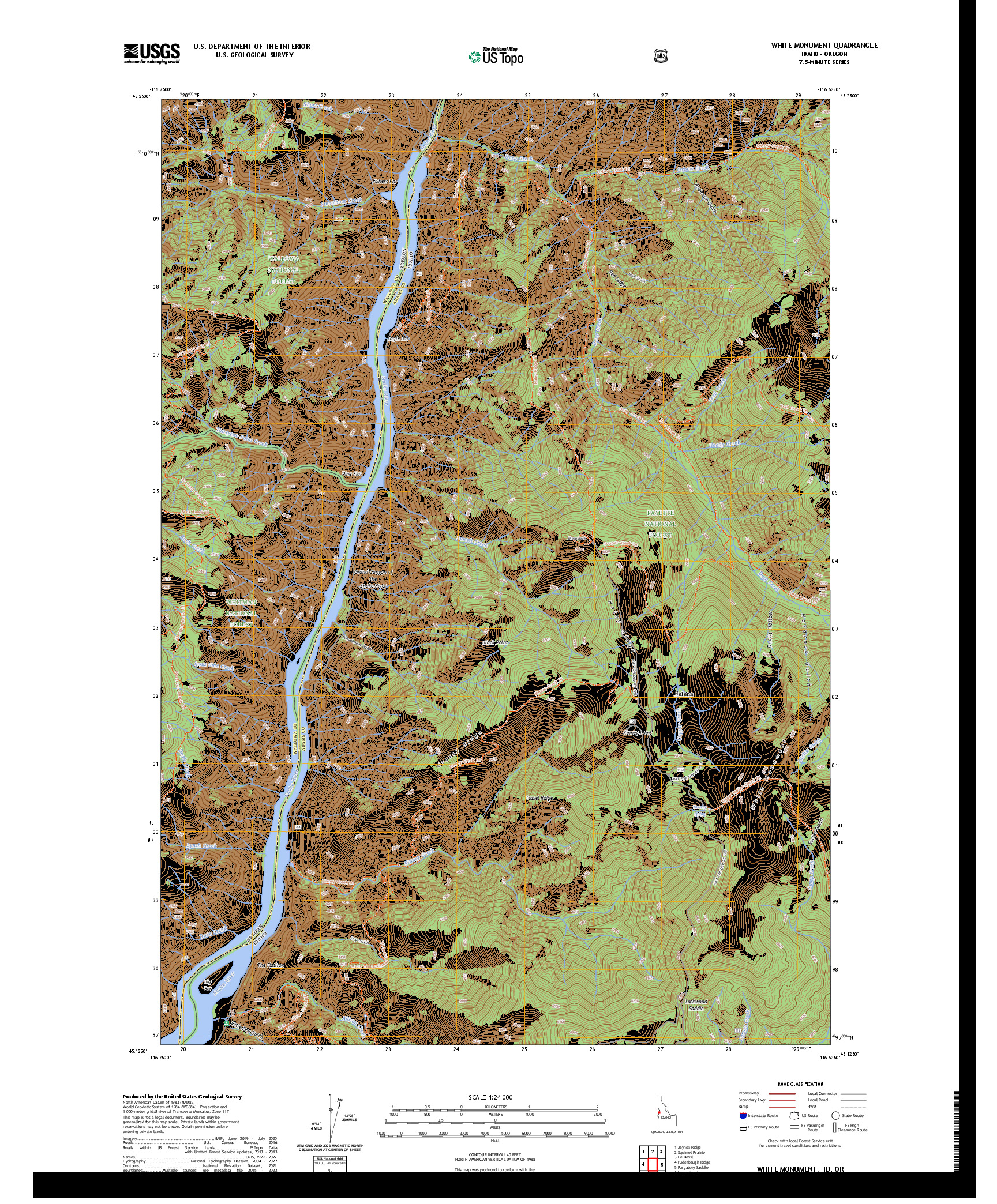 US TOPO 7.5-MINUTE MAP FOR WHITE MONUMENT, ID,OR