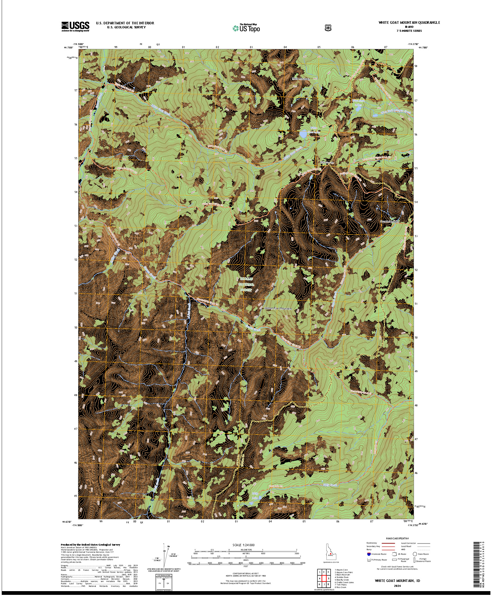 US TOPO 7.5-MINUTE MAP FOR WHITE GOAT MOUNTAIN, ID
