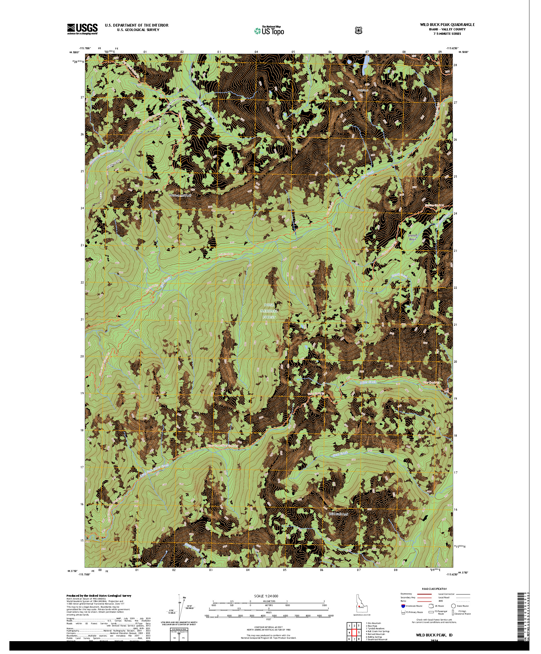 US TOPO 7.5-MINUTE MAP FOR WILD BUCK PEAK, ID