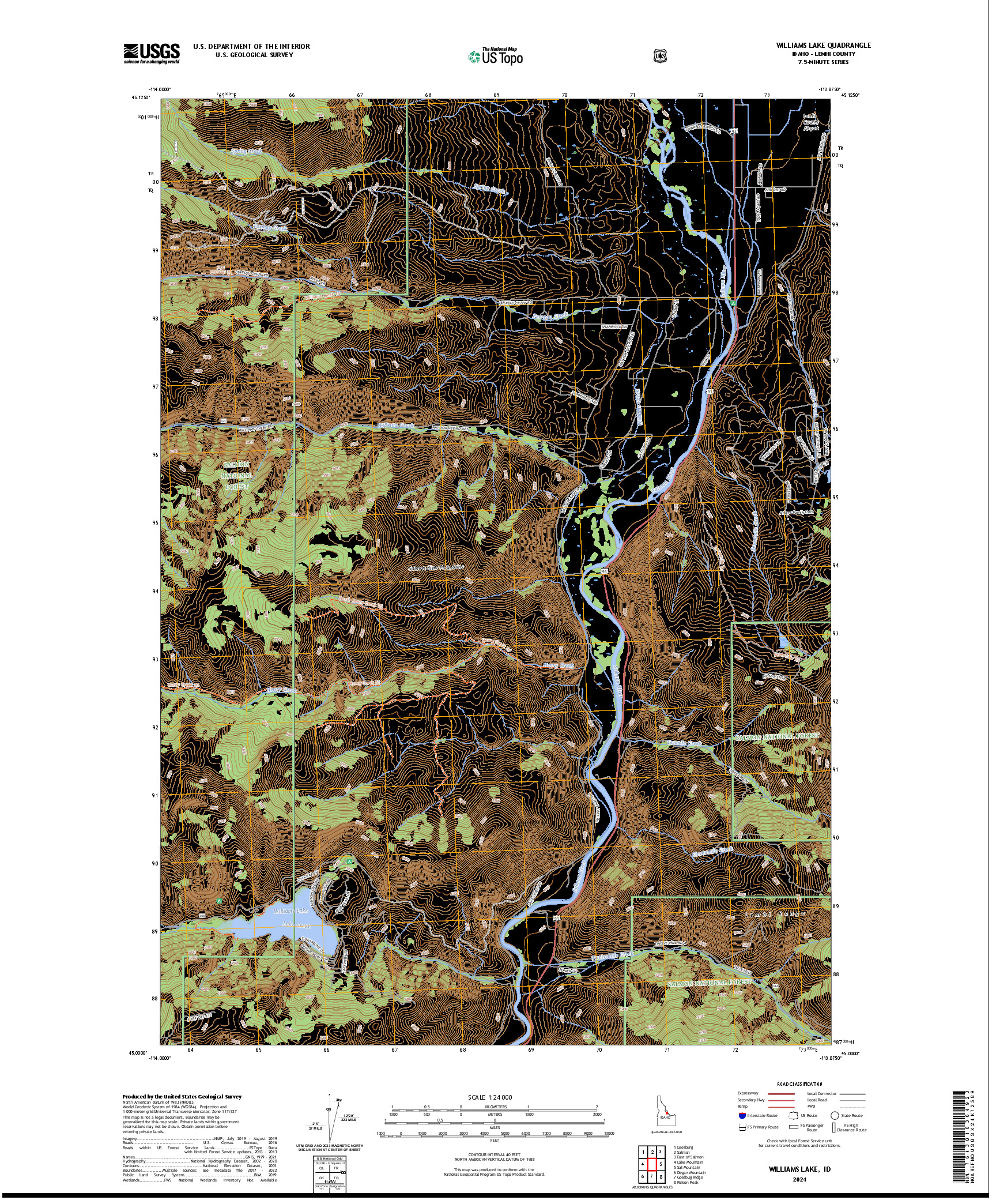 US TOPO 7.5-MINUTE MAP FOR WILLIAMS LAKE, ID