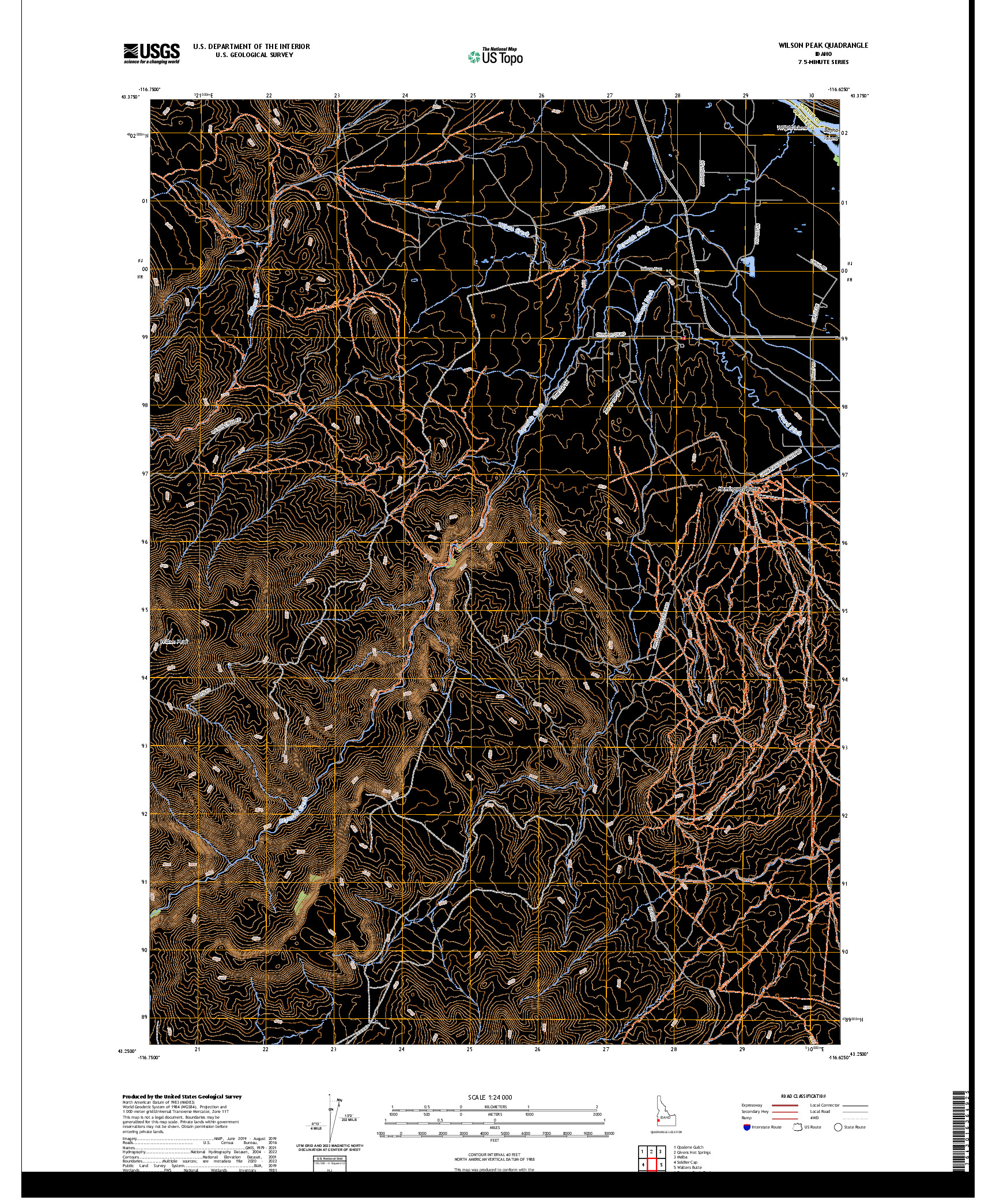 US TOPO 7.5-MINUTE MAP FOR WILSON PEAK, ID