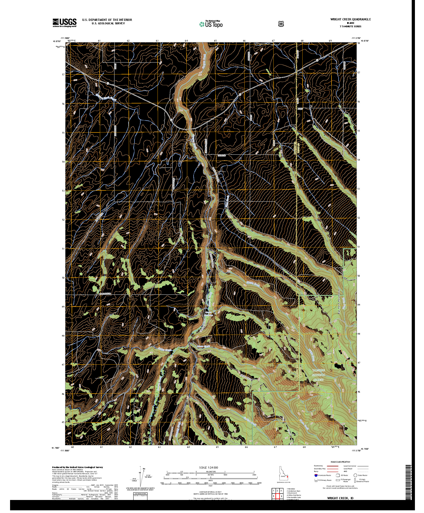 US TOPO 7.5-MINUTE MAP FOR WRIGHT CREEK, ID