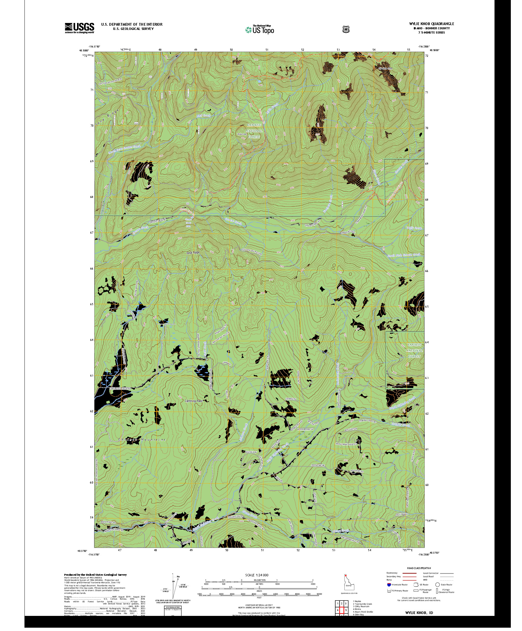 US TOPO 7.5-MINUTE MAP FOR WYLIE KNOB, ID