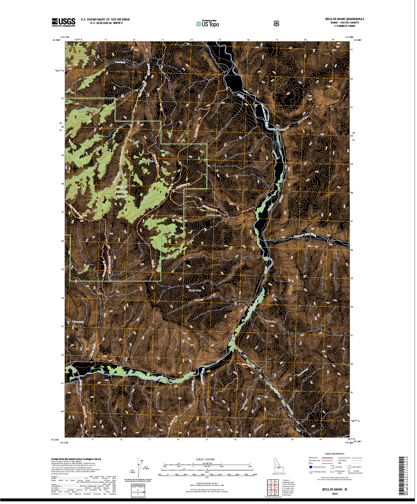 US TOPO 7.5-MINUTE MAP FOR ZIEGLER BASIN, ID