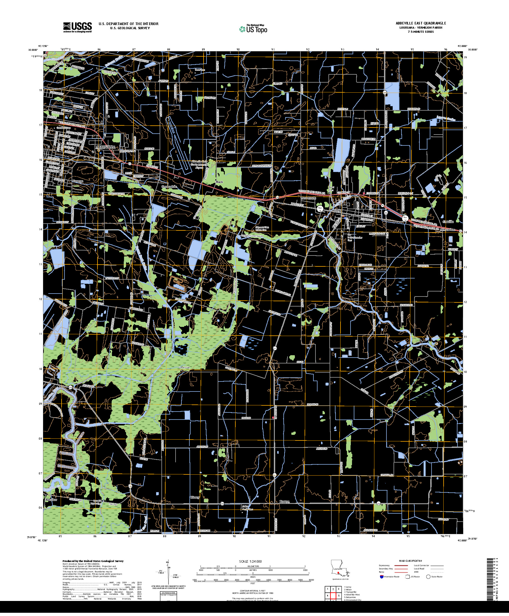 US TOPO 7.5-MINUTE MAP FOR ABBEVILLE EAST, LA