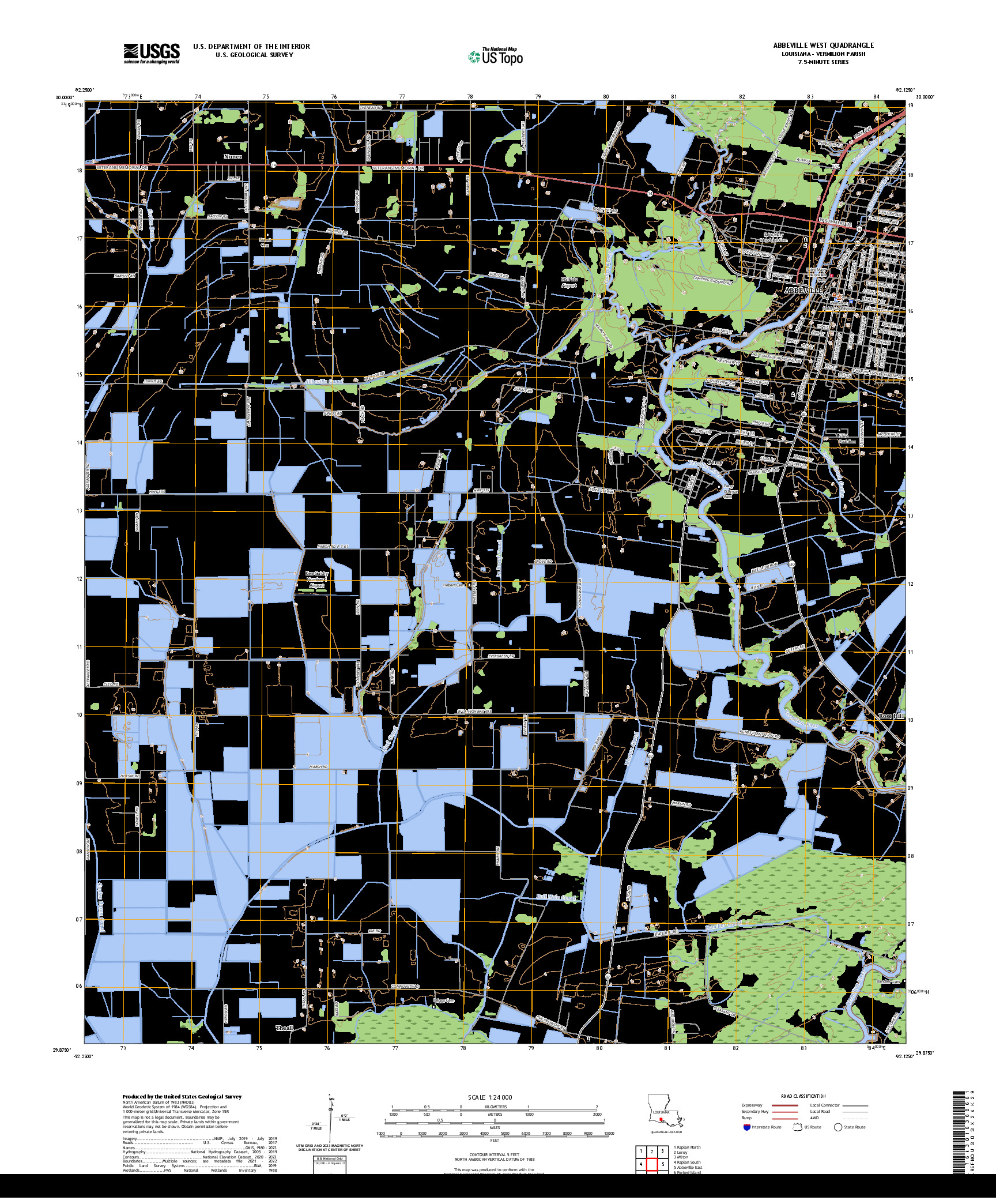 US TOPO 7.5-MINUTE MAP FOR ABBEVILLE WEST, LA