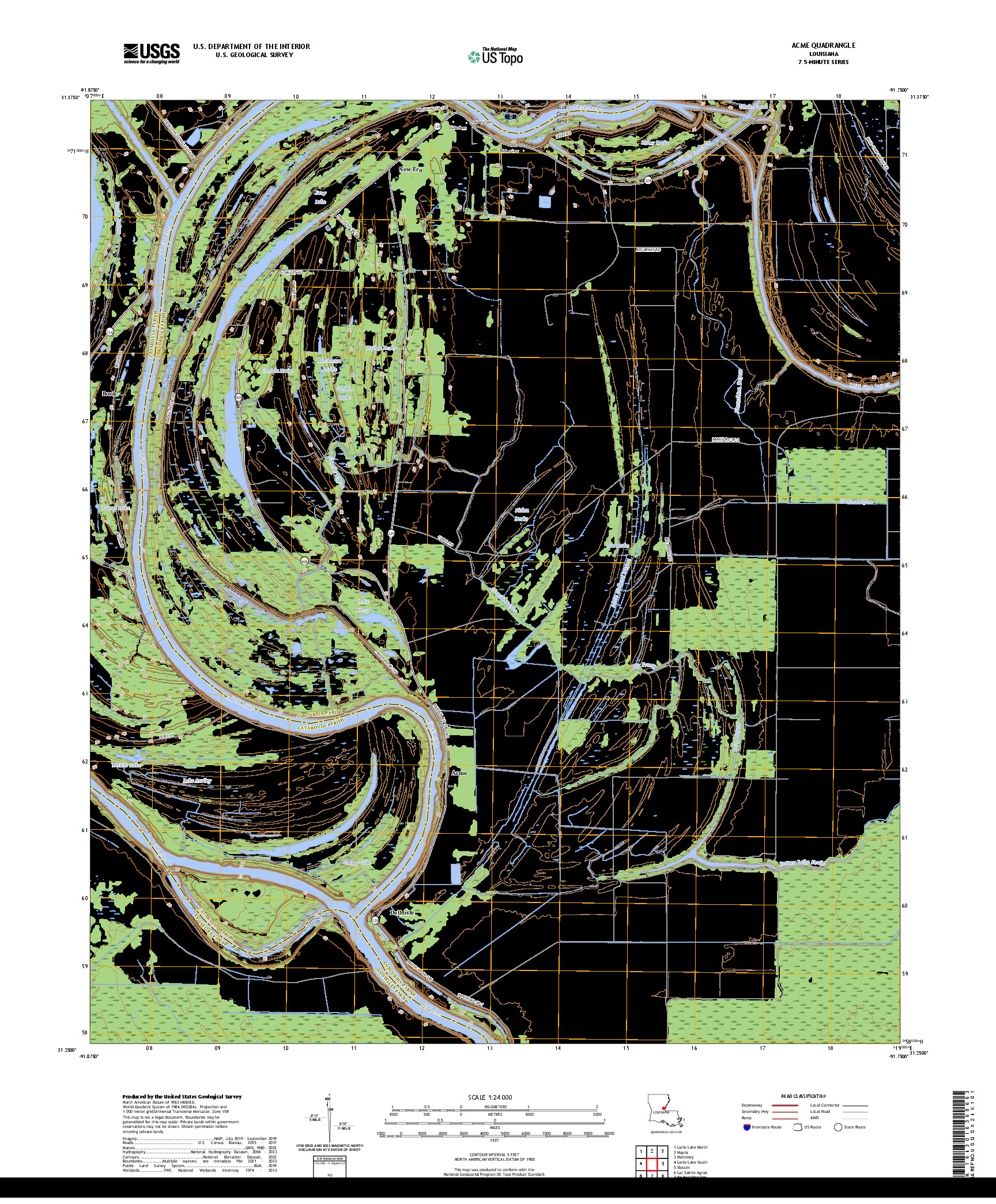 US TOPO 7.5-MINUTE MAP FOR ACME, LA