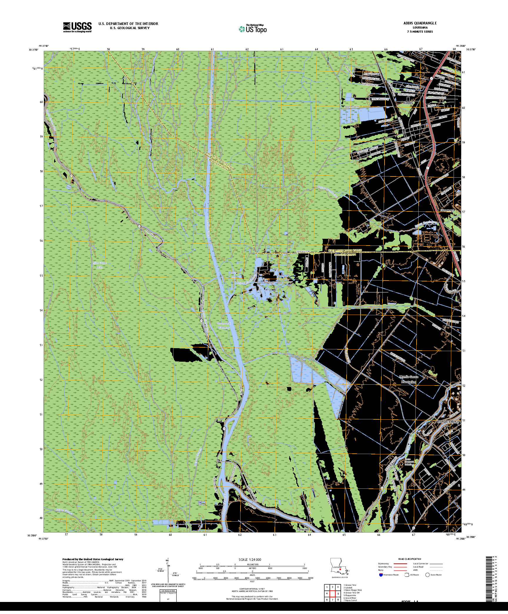 US TOPO 7.5-MINUTE MAP FOR ADDIS, LA