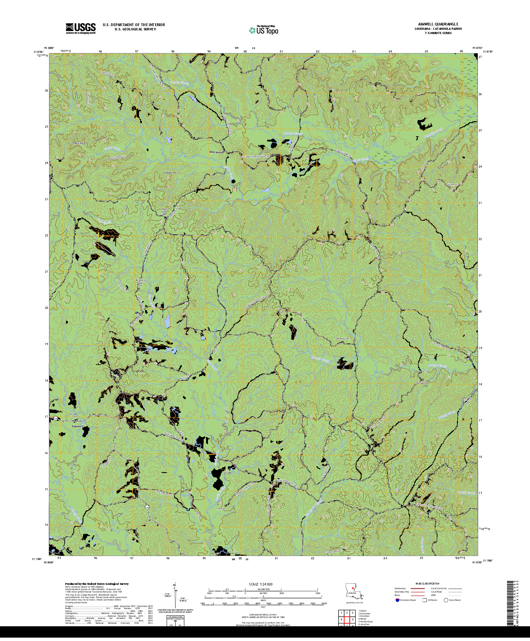 US TOPO 7.5-MINUTE MAP FOR AIMWELL, LA
