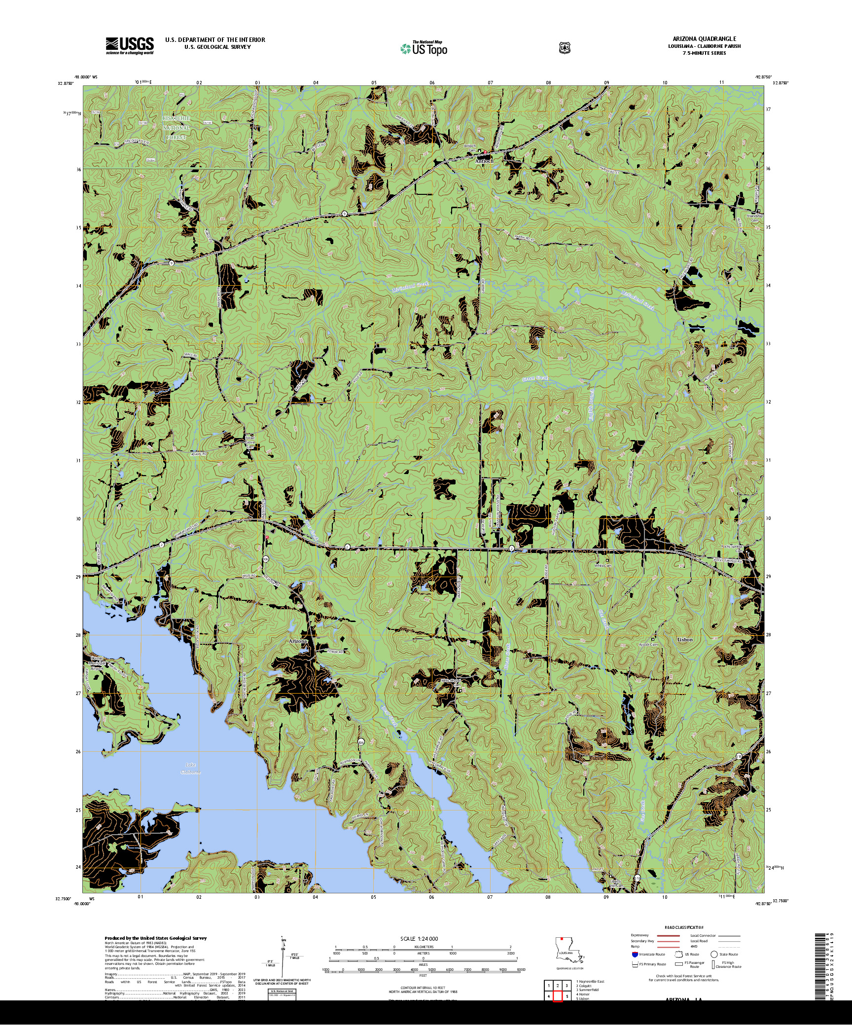 US TOPO 7.5-MINUTE MAP FOR ARIZONA, LA