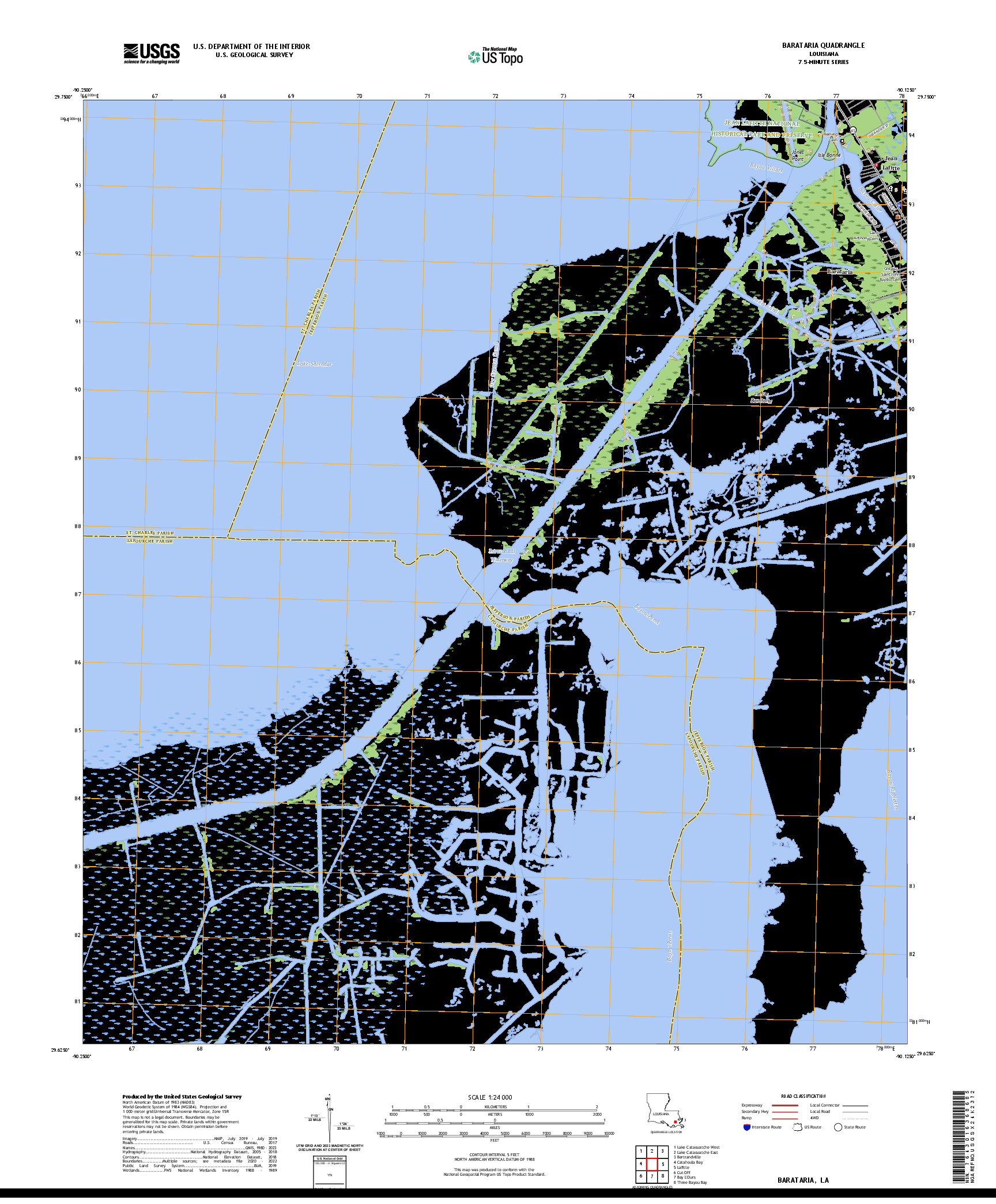 US TOPO 7.5-MINUTE MAP FOR BARATARIA, LA