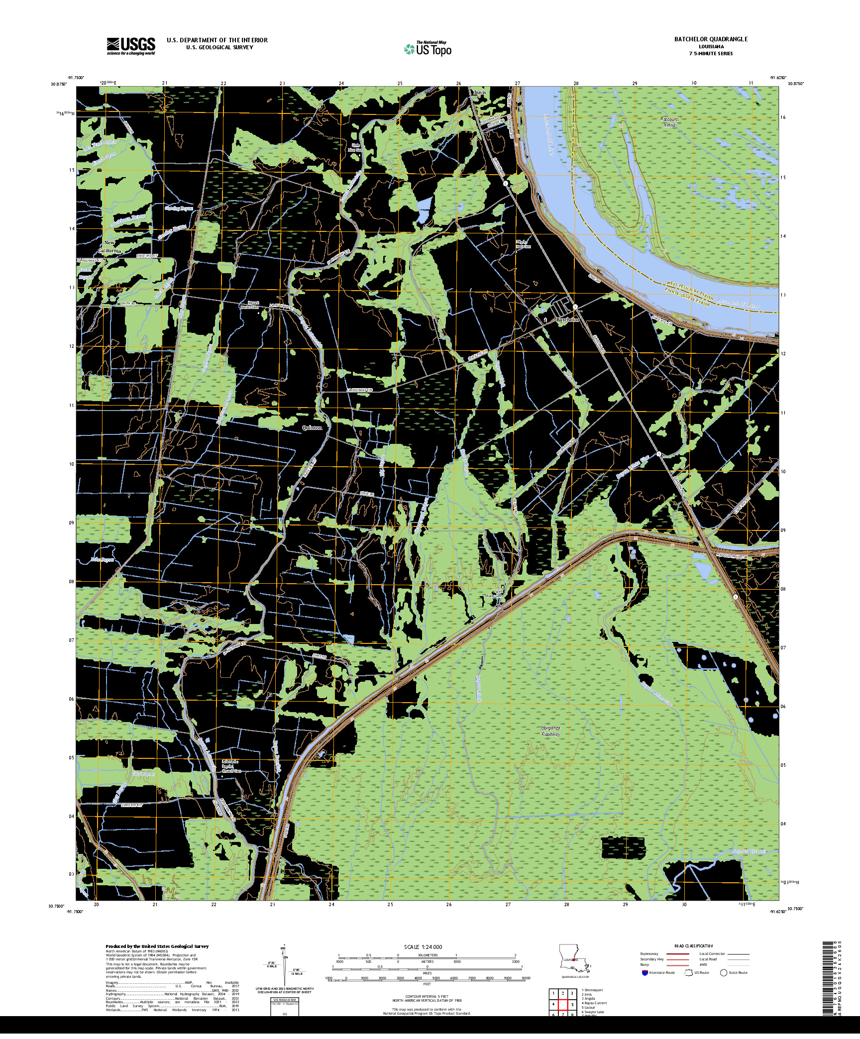 US TOPO 7.5-MINUTE MAP FOR BATCHELOR, LA