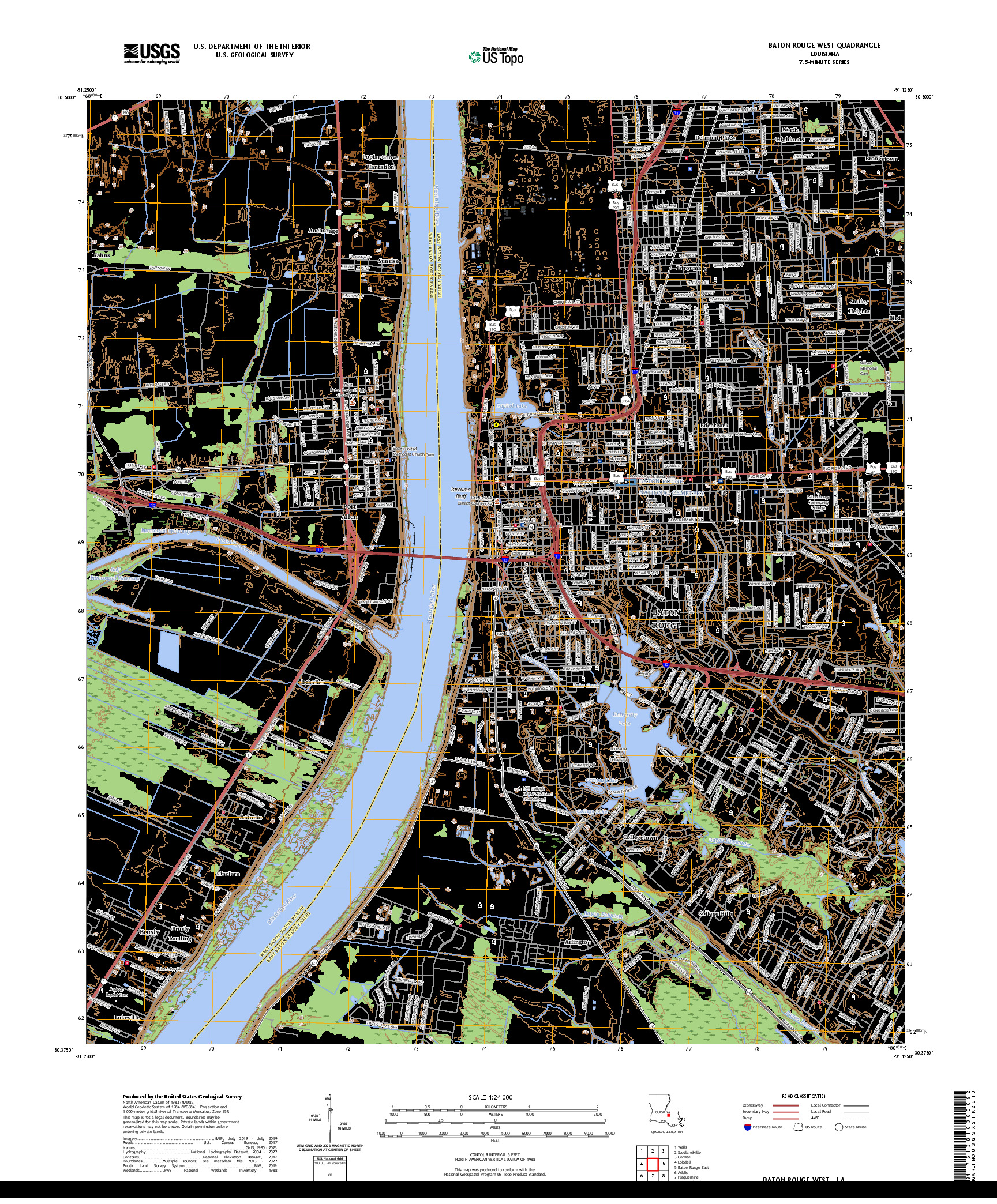 US TOPO 7.5-MINUTE MAP FOR BATON ROUGE WEST, LA