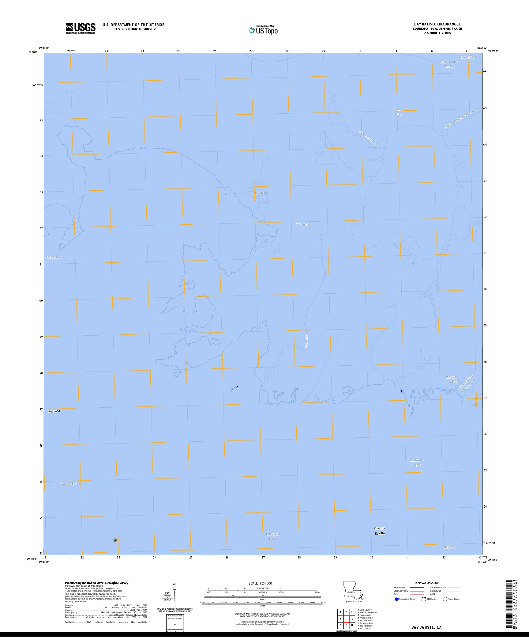 US TOPO 7.5-MINUTE MAP FOR BAY BATISTE, LA