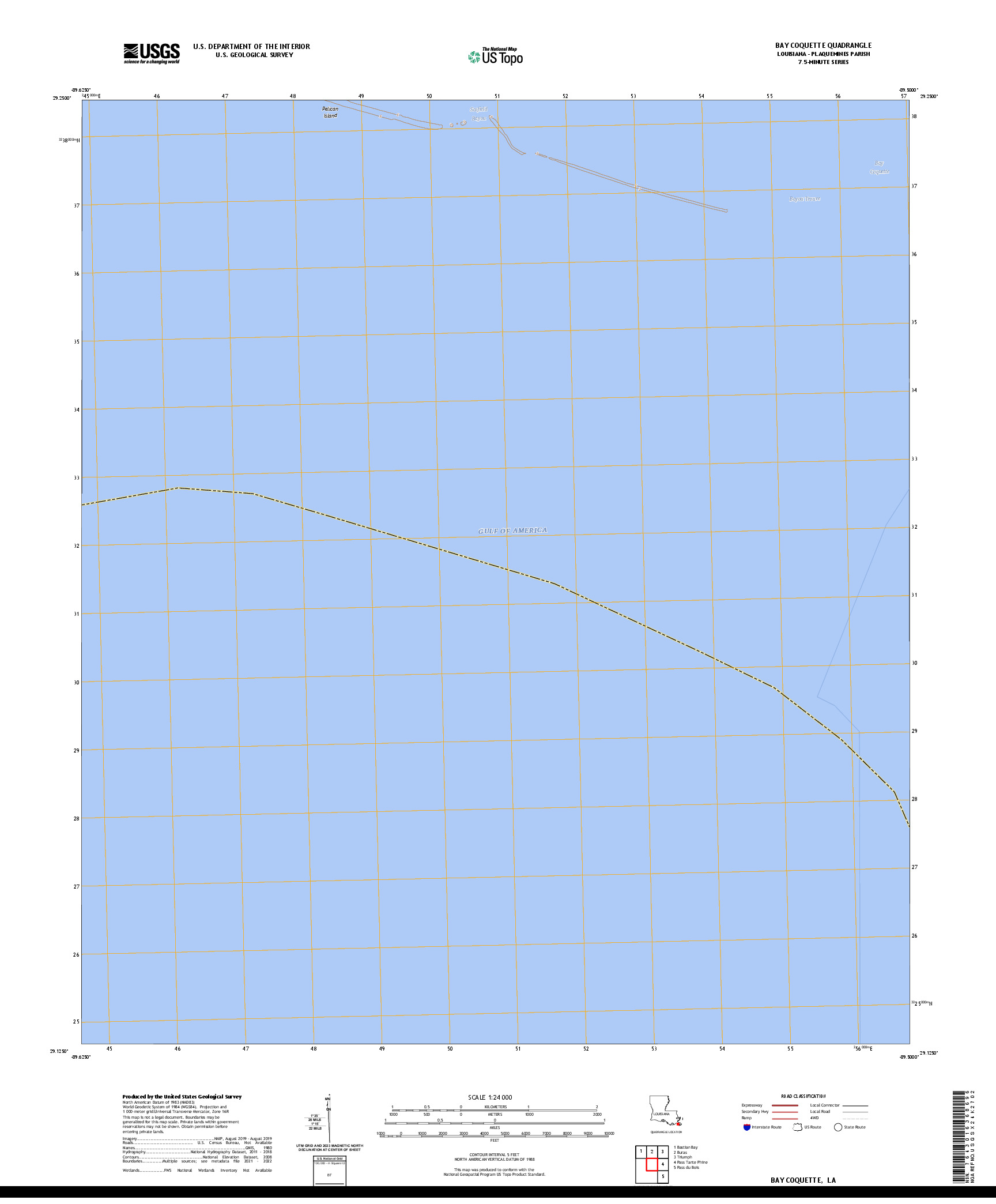 US TOPO 7.5-MINUTE MAP FOR BAY COQUETTE, LA