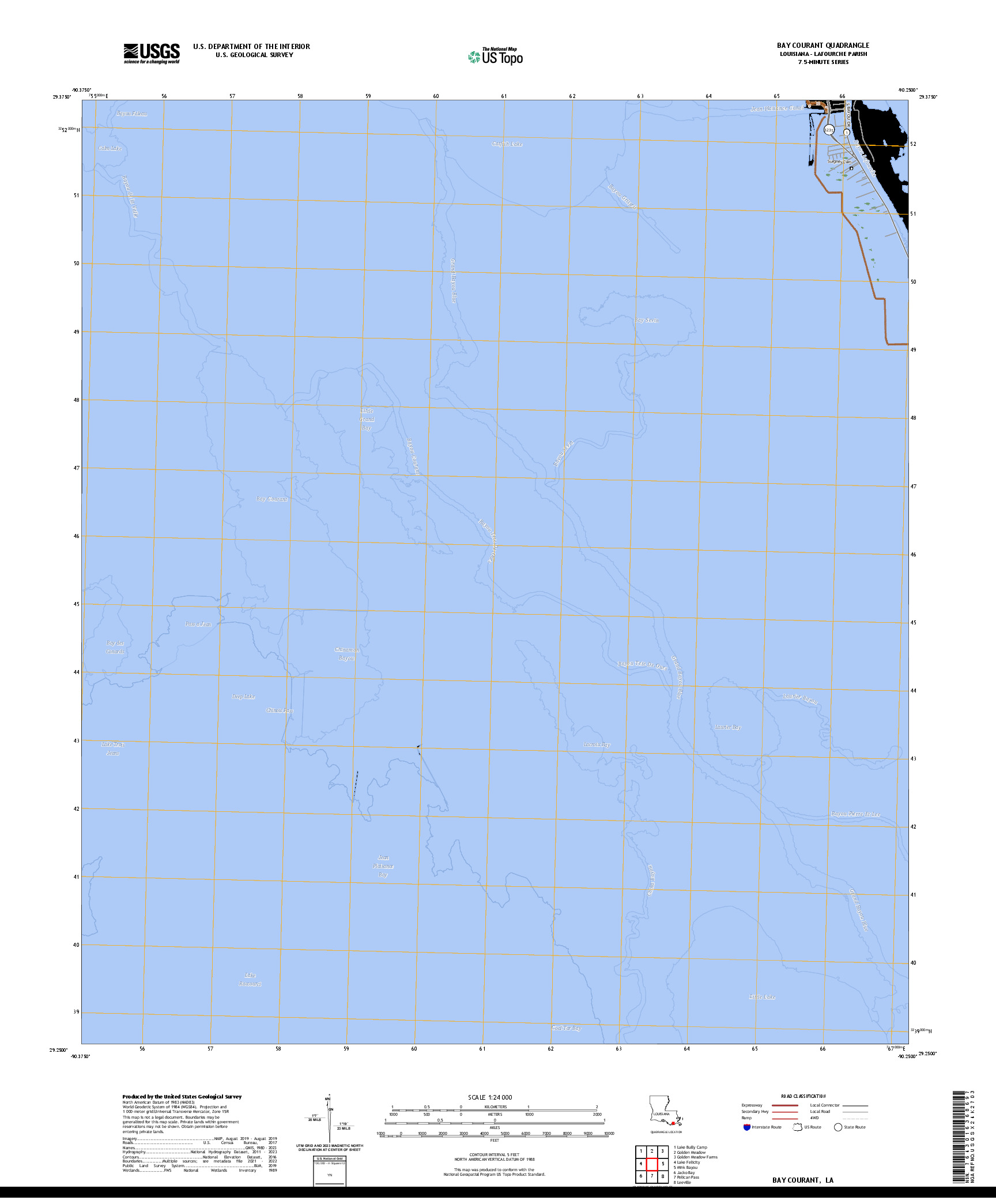 US TOPO 7.5-MINUTE MAP FOR BAY COURANT, LA
