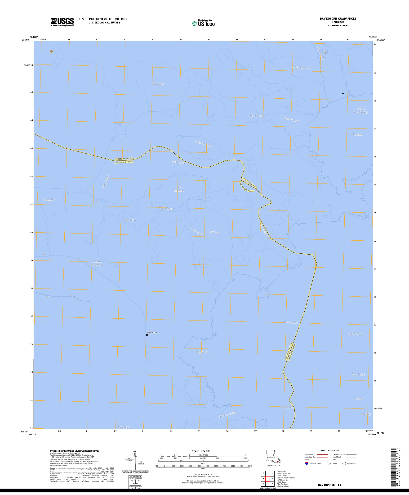 US TOPO 7.5-MINUTE MAP FOR BAY DOSGRIS, LA