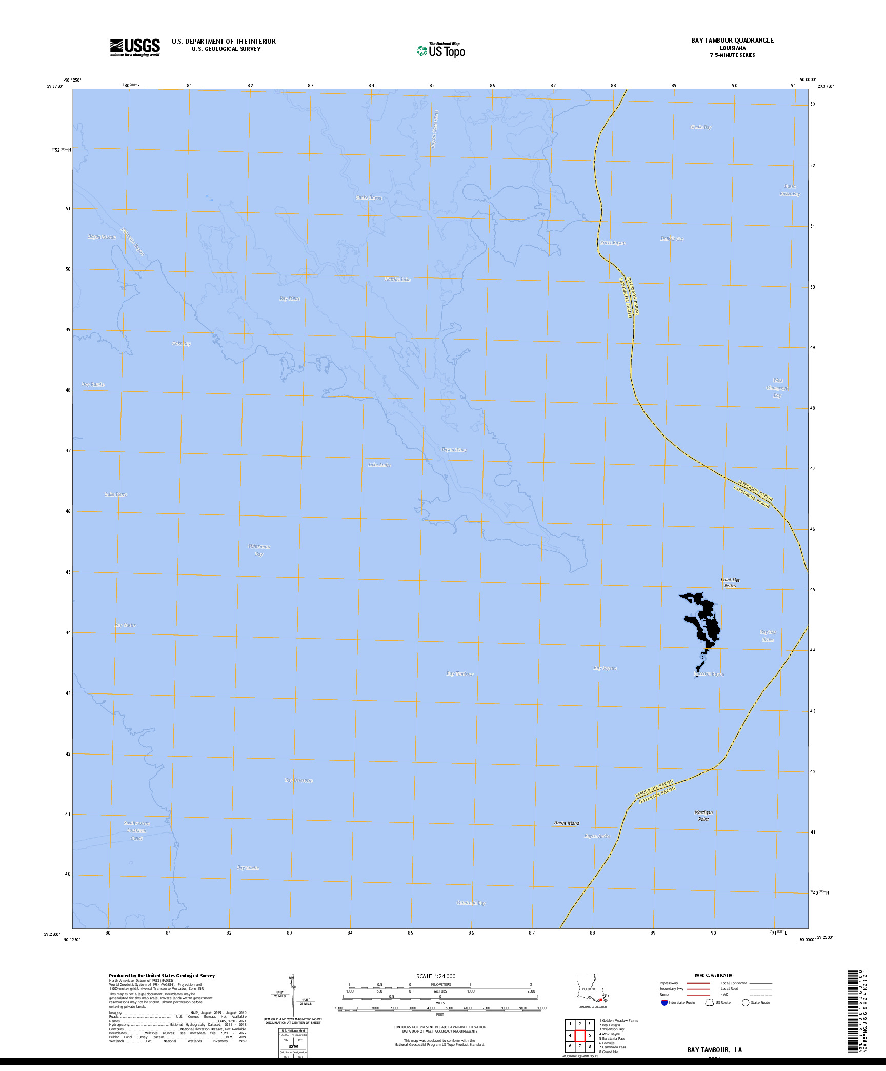 US TOPO 7.5-MINUTE MAP FOR BAY TAMBOUR, LA