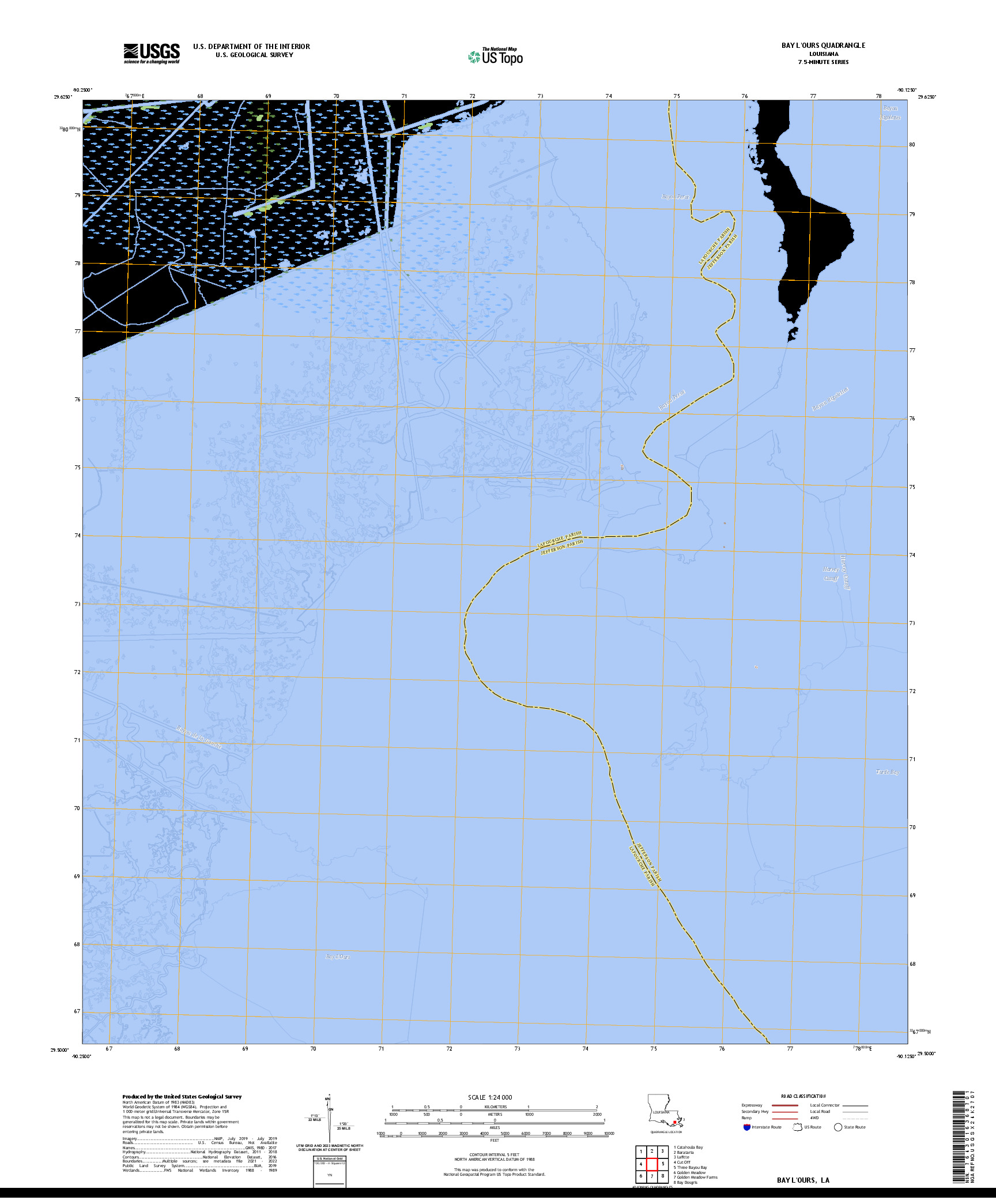 US TOPO 7.5-MINUTE MAP FOR BAY L'OURS, LA