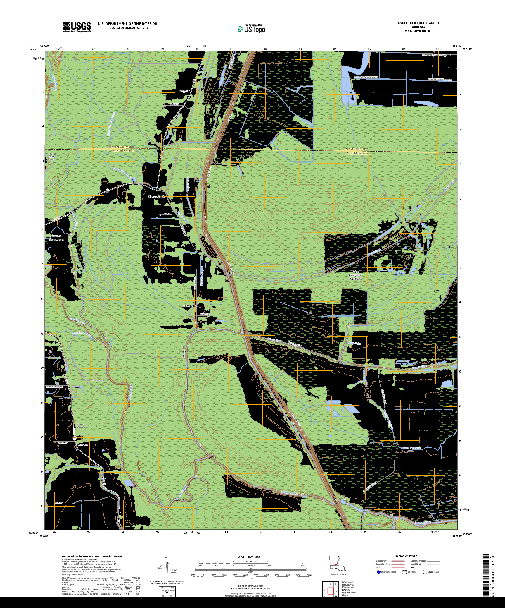 US TOPO 7.5-MINUTE MAP FOR BAYOU JACK, LA