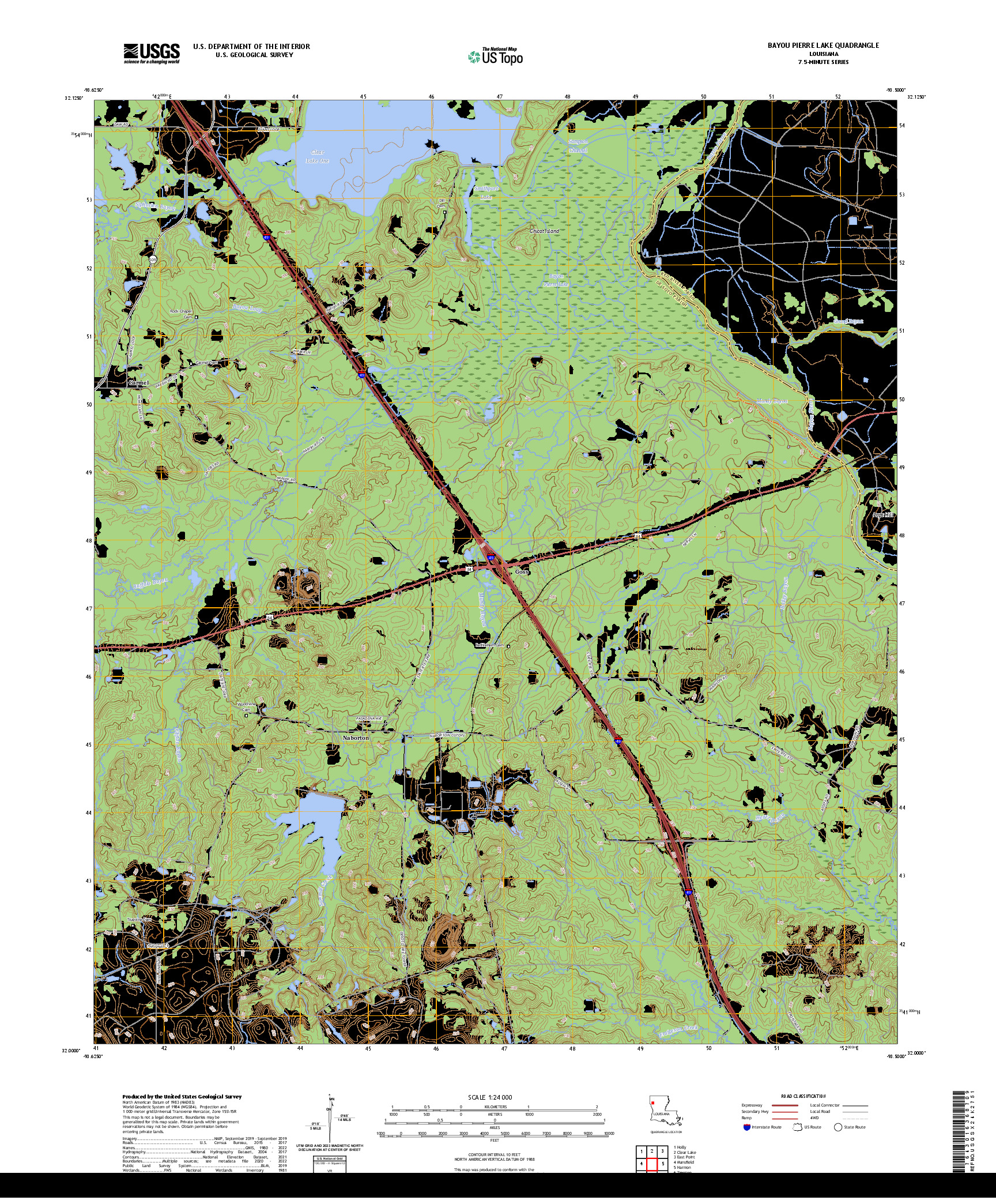 US TOPO 7.5-MINUTE MAP FOR BAYOU PIERRE LAKE, LA