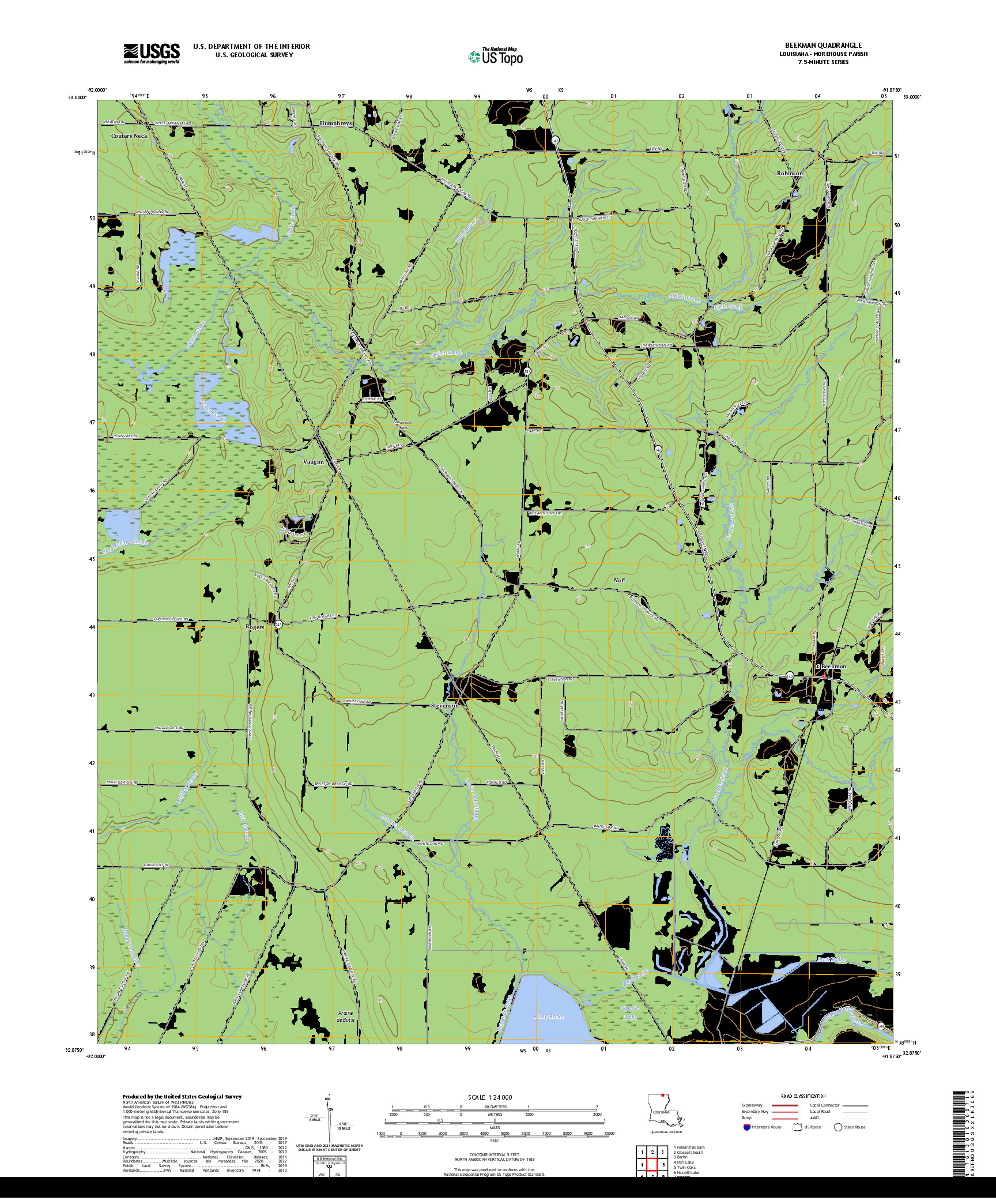US TOPO 7.5-MINUTE MAP FOR BEEKMAN, LA