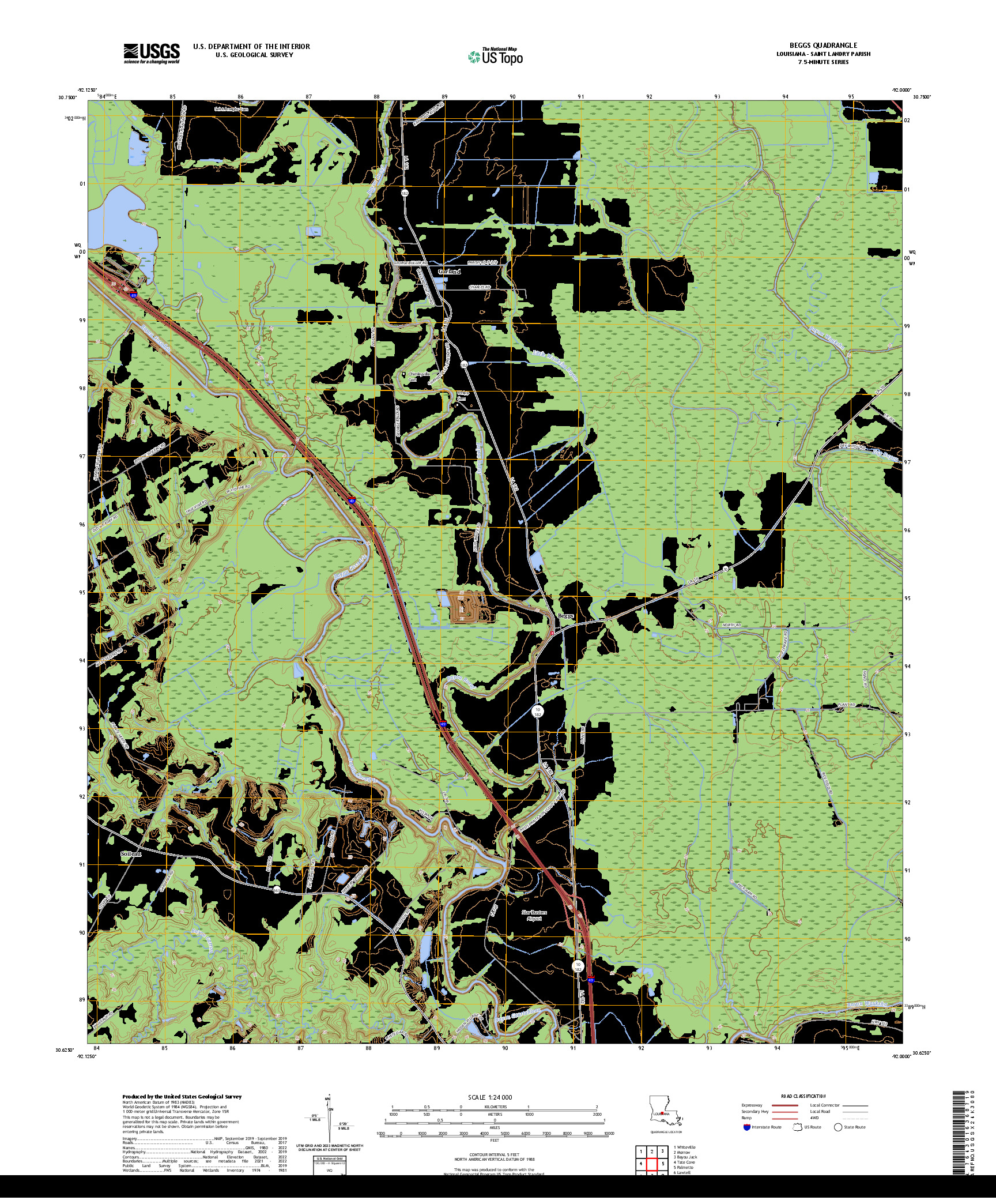 US TOPO 7.5-MINUTE MAP FOR BEGGS, LA