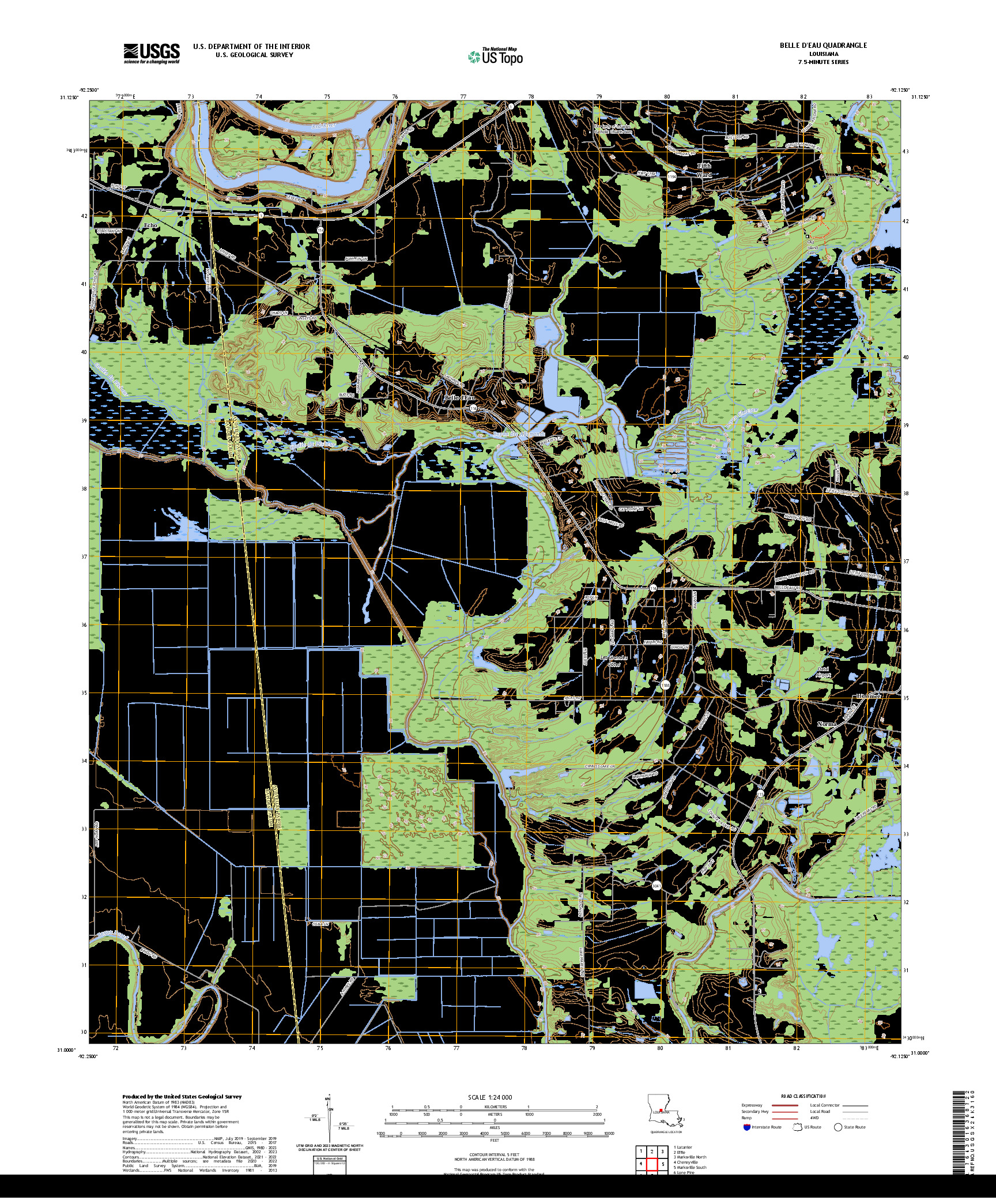 US TOPO 7.5-MINUTE MAP FOR BELLE D'EAU, LA