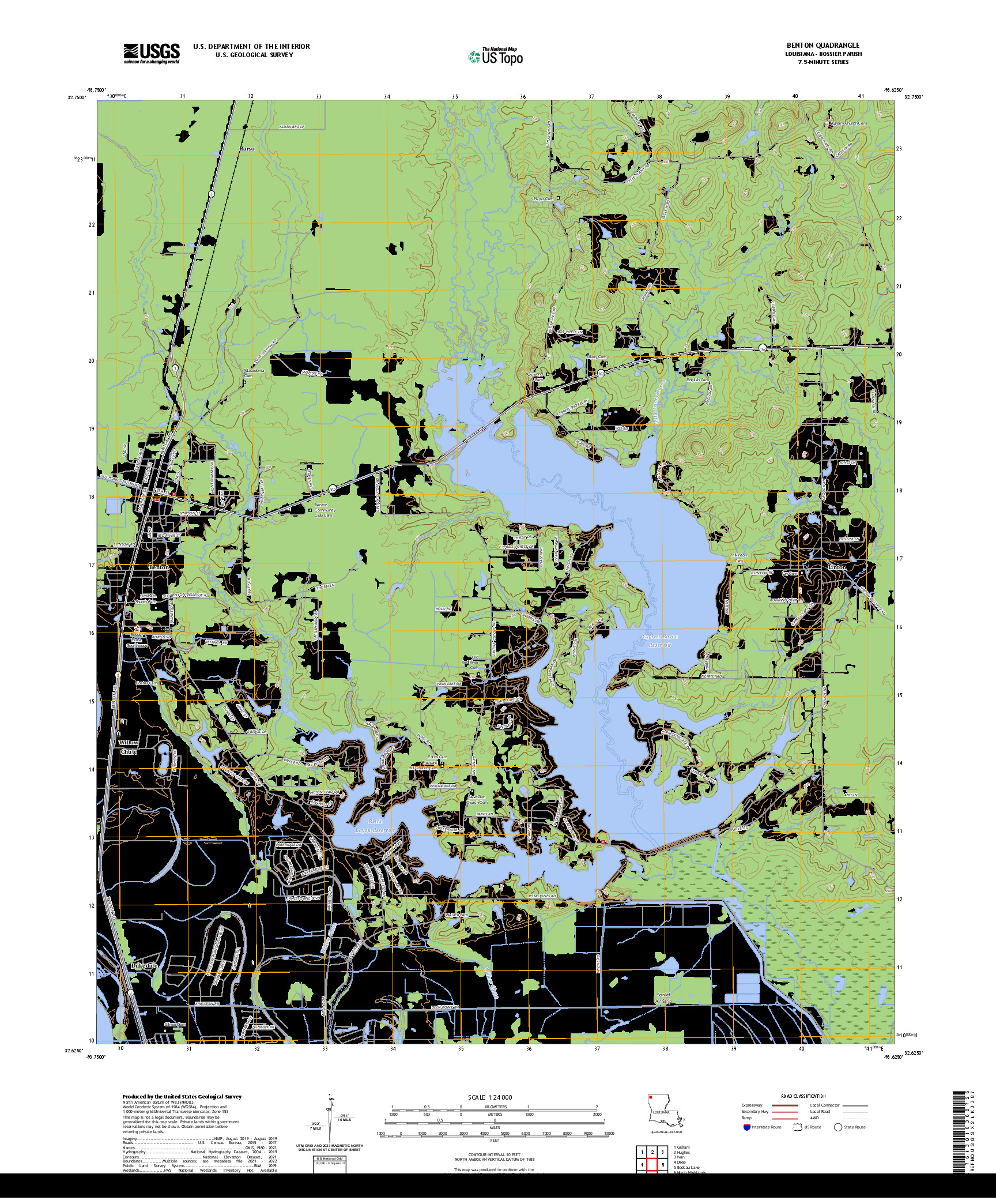 US TOPO 7.5-MINUTE MAP FOR BENTON, LA