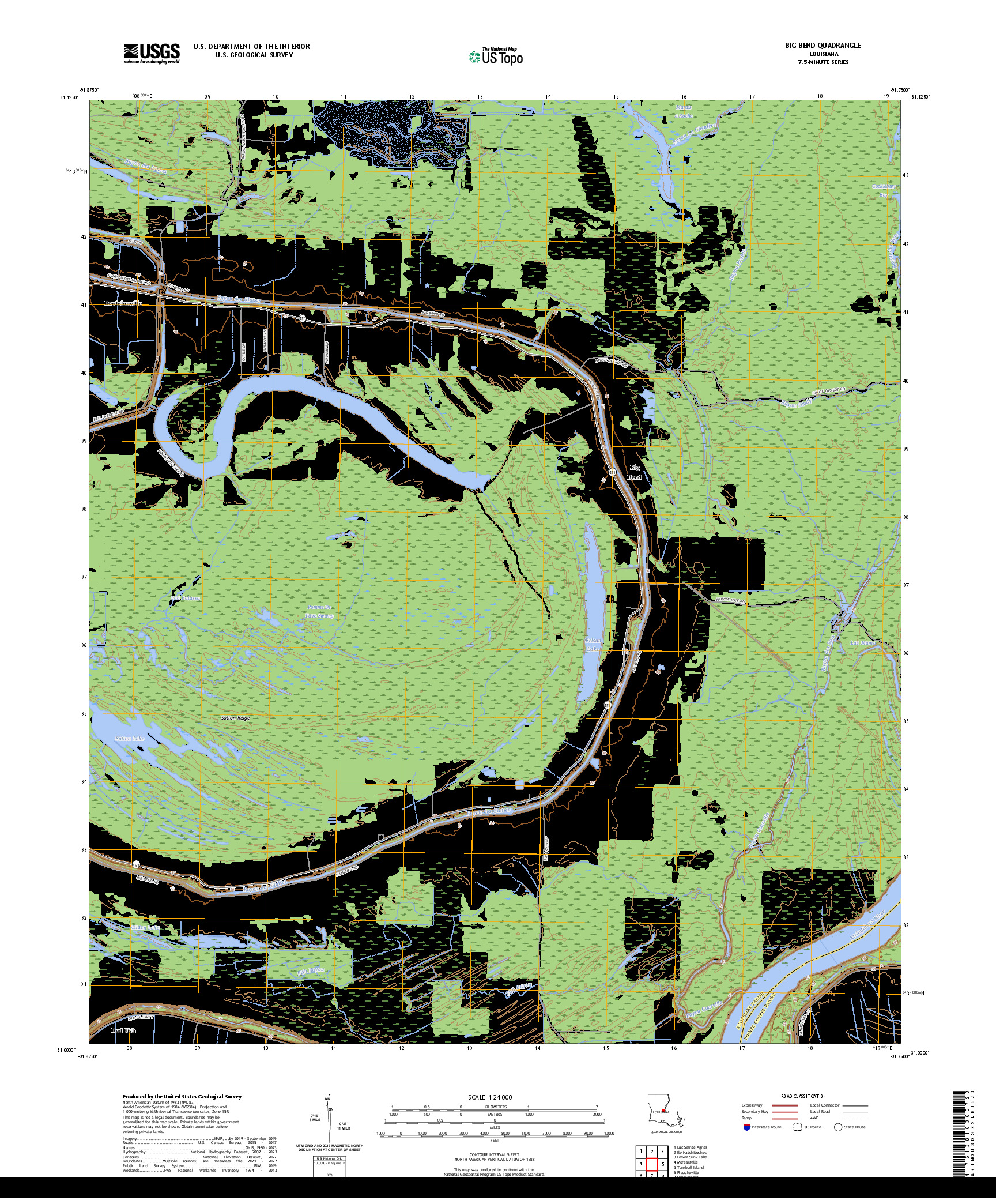 US TOPO 7.5-MINUTE MAP FOR BIG BEND, LA