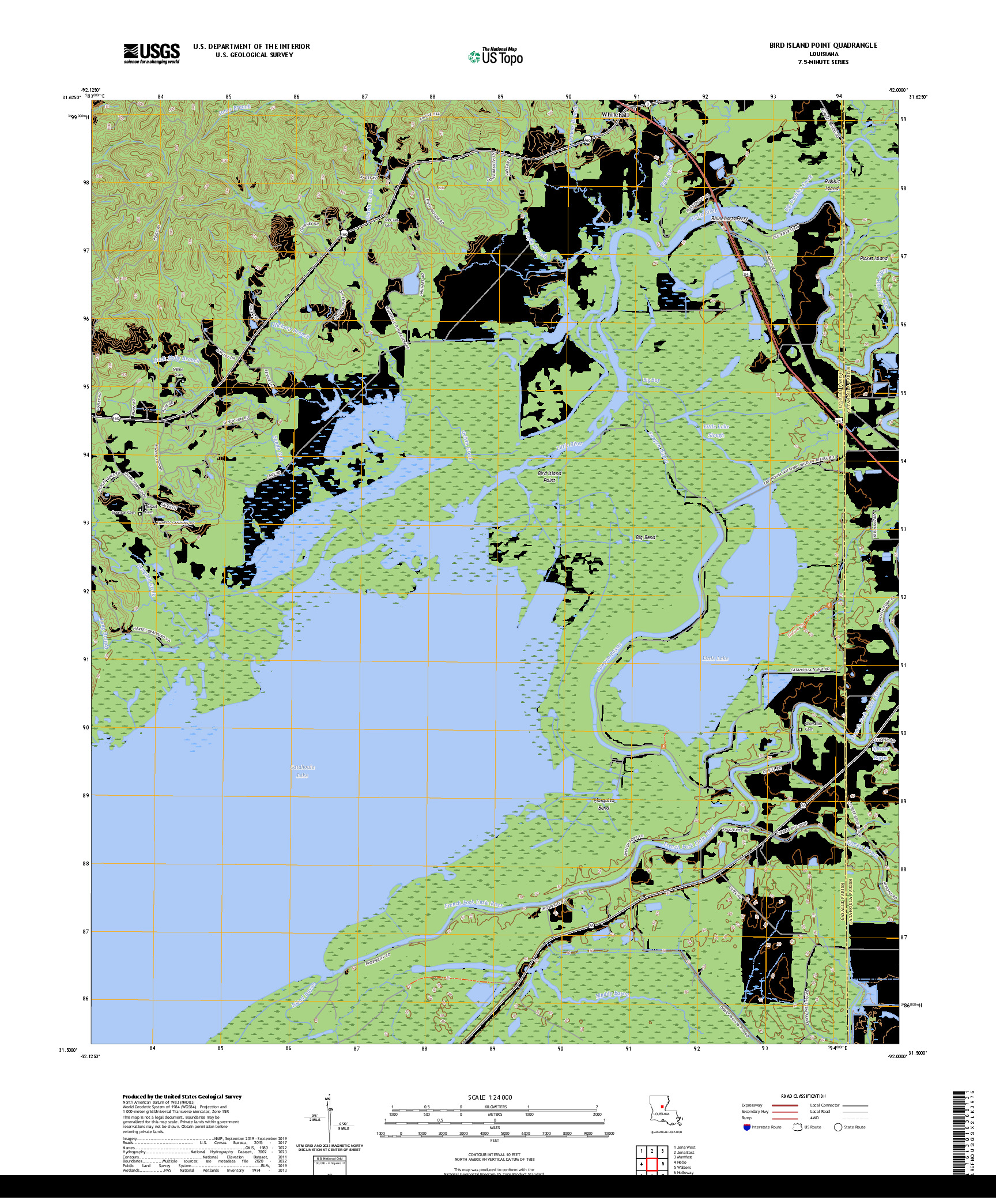 US TOPO 7.5-MINUTE MAP FOR BIRD ISLAND POINT, LA