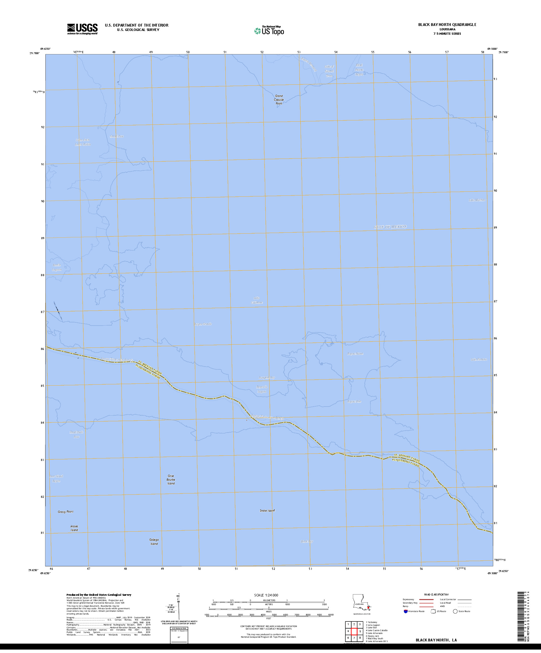 US TOPO 7.5-MINUTE MAP FOR BLACK BAY NORTH, LA
