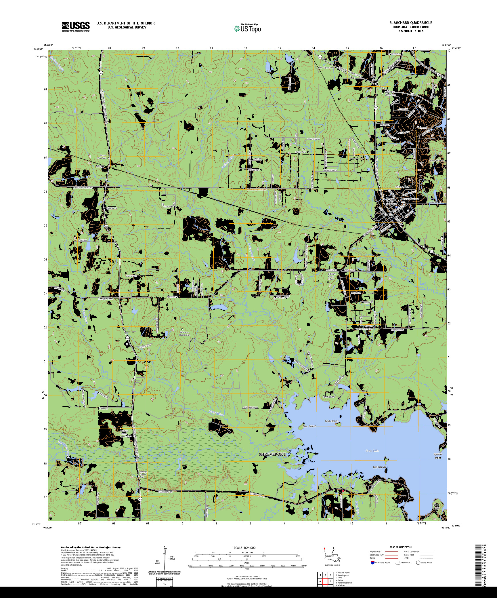 US TOPO 7.5-MINUTE MAP FOR BLANCHARD, LA