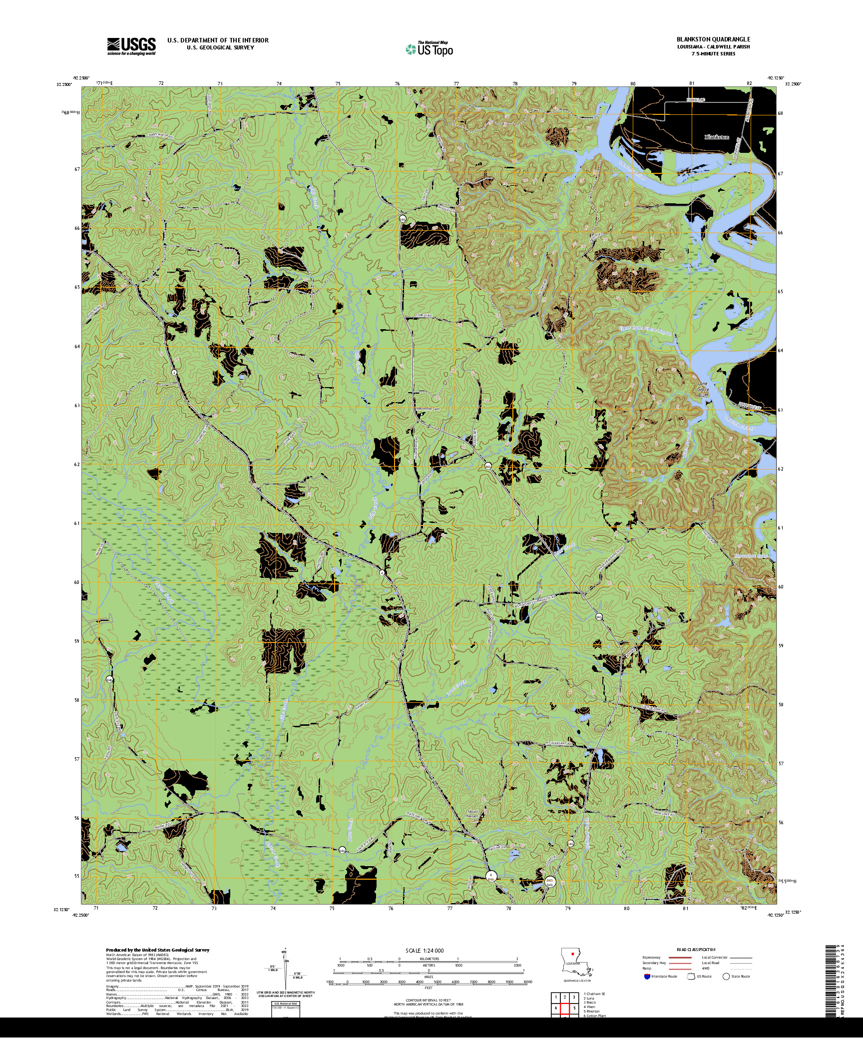 US TOPO 7.5-MINUTE MAP FOR BLANKSTON, LA