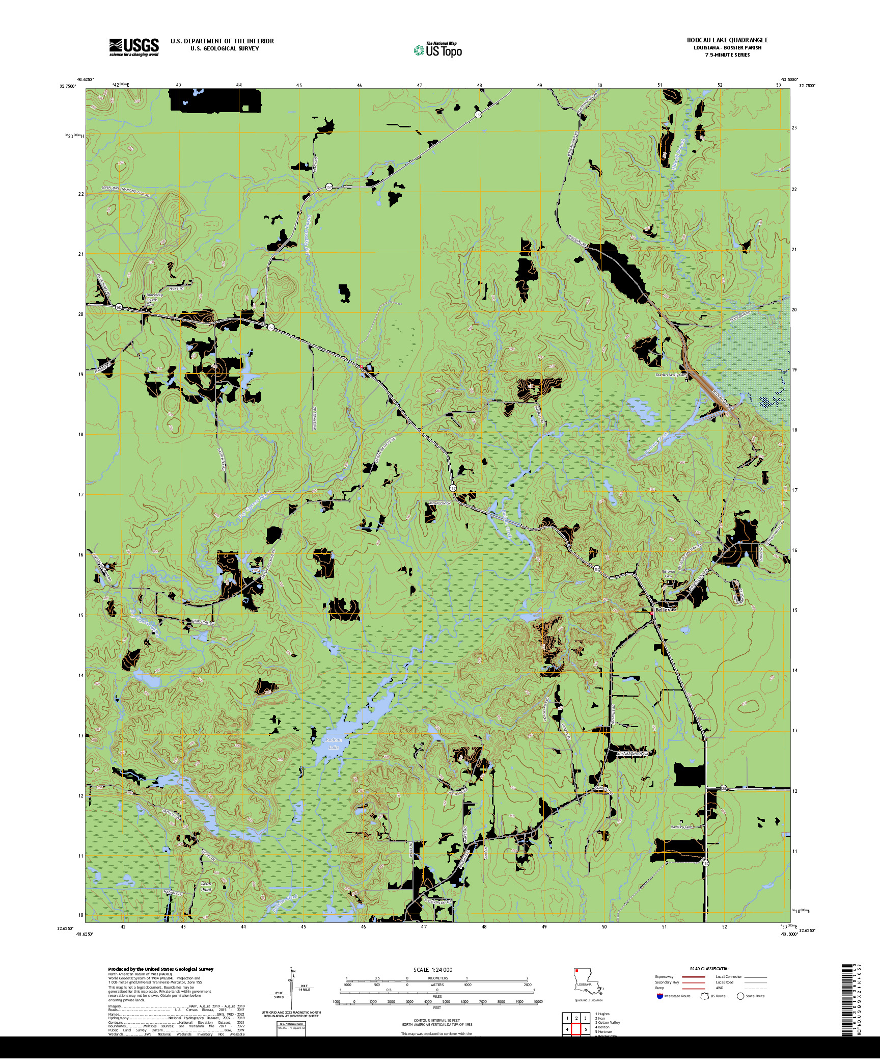 US TOPO 7.5-MINUTE MAP FOR BODCAU LAKE, LA