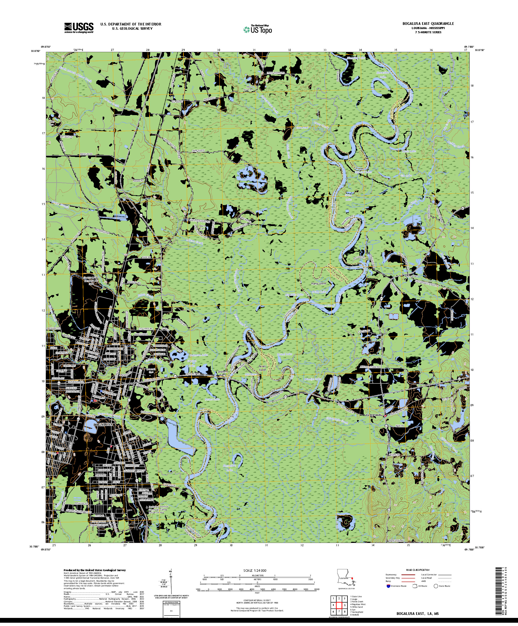 US TOPO 7.5-MINUTE MAP FOR BOGALUSA EAST, LA,MS