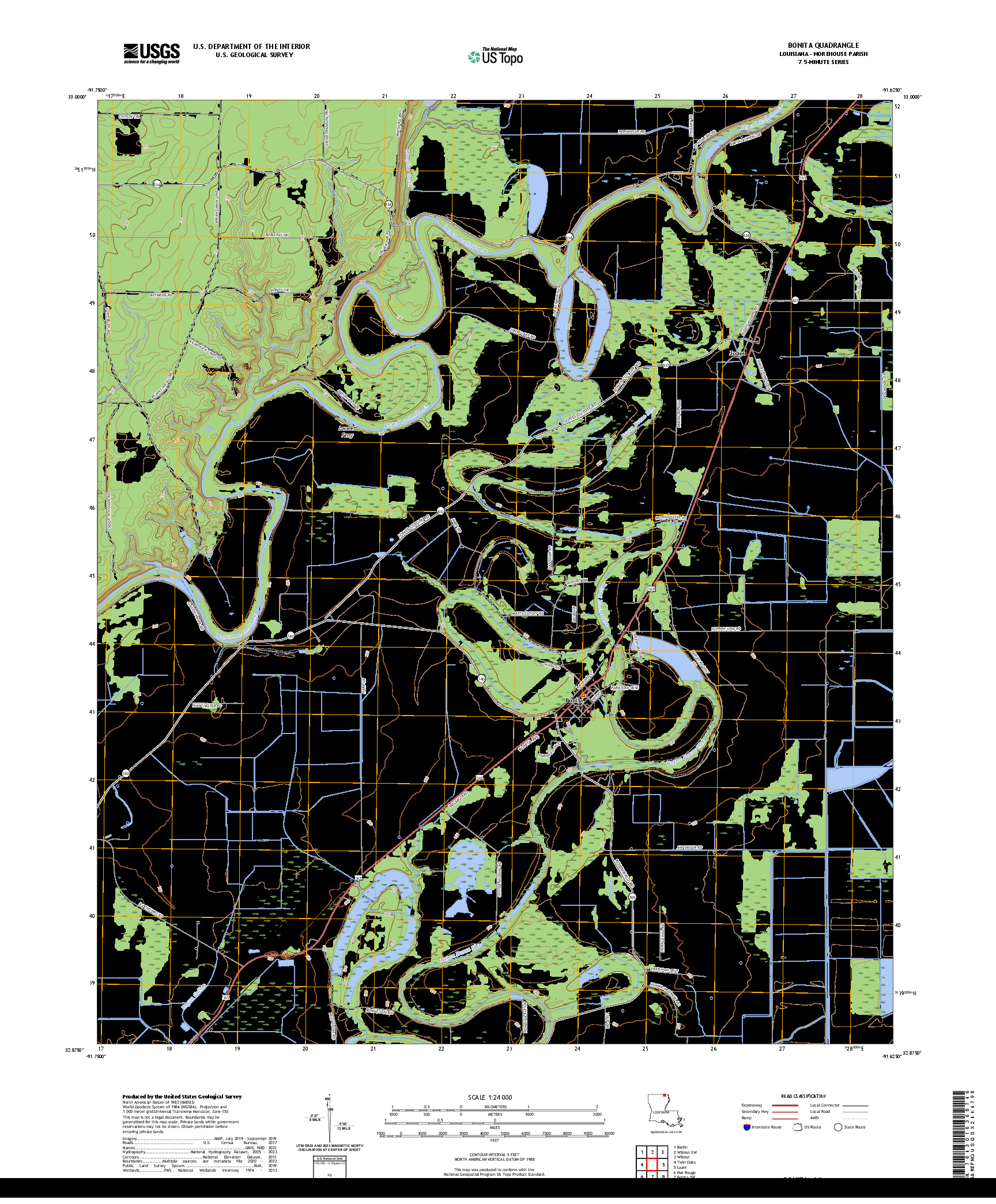 US TOPO 7.5-MINUTE MAP FOR BONITA, LA