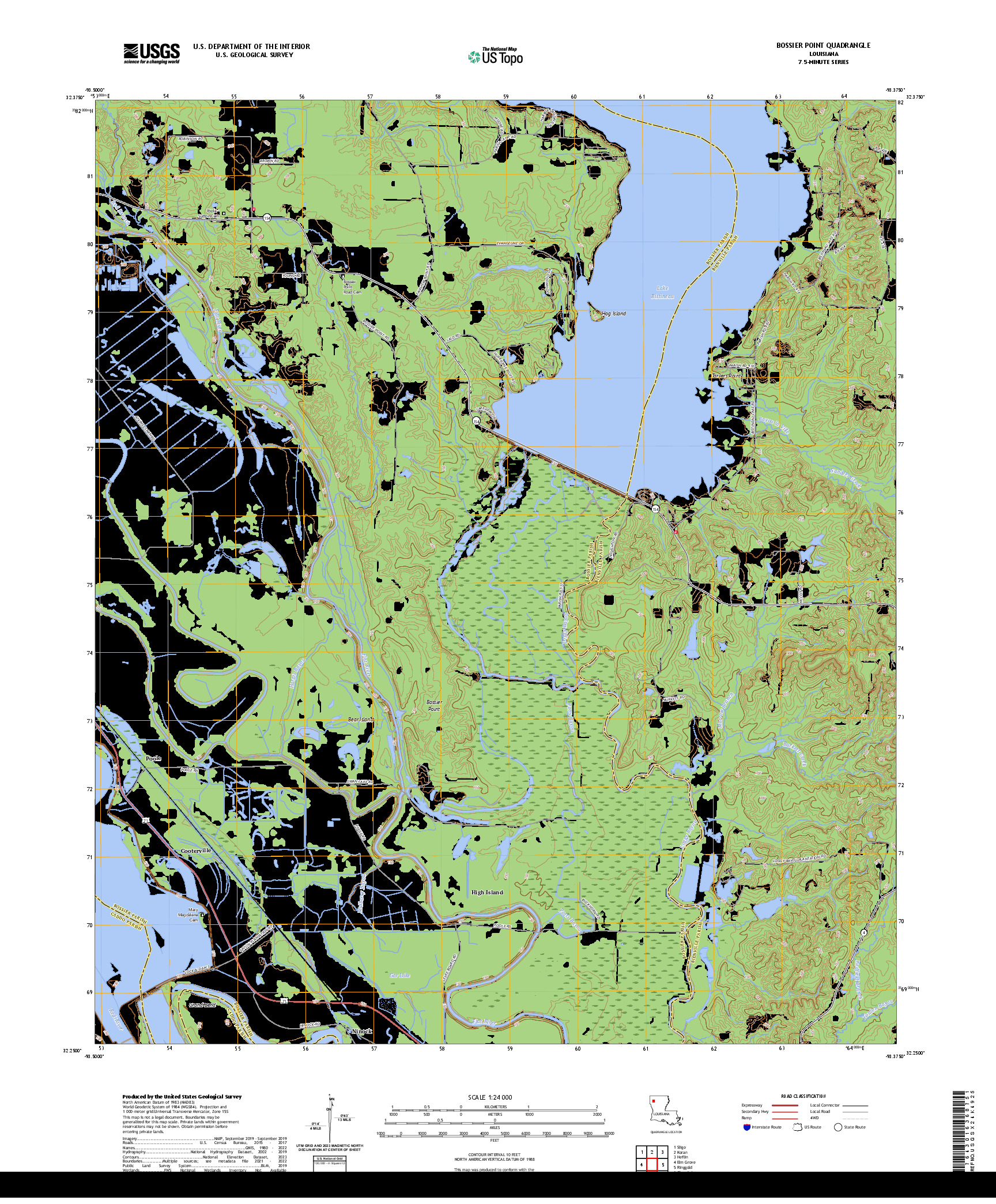 US TOPO 7.5-MINUTE MAP FOR BOSSIER POINT, LA