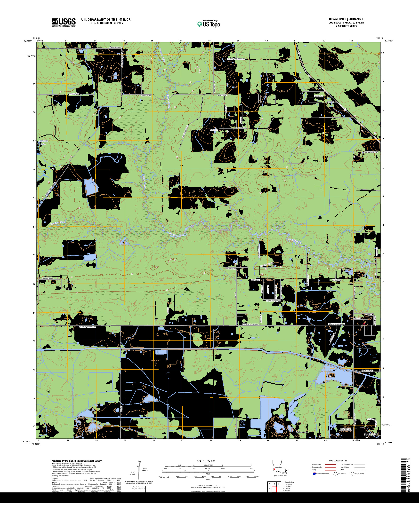 US TOPO 7.5-MINUTE MAP FOR BRIMSTONE, LA