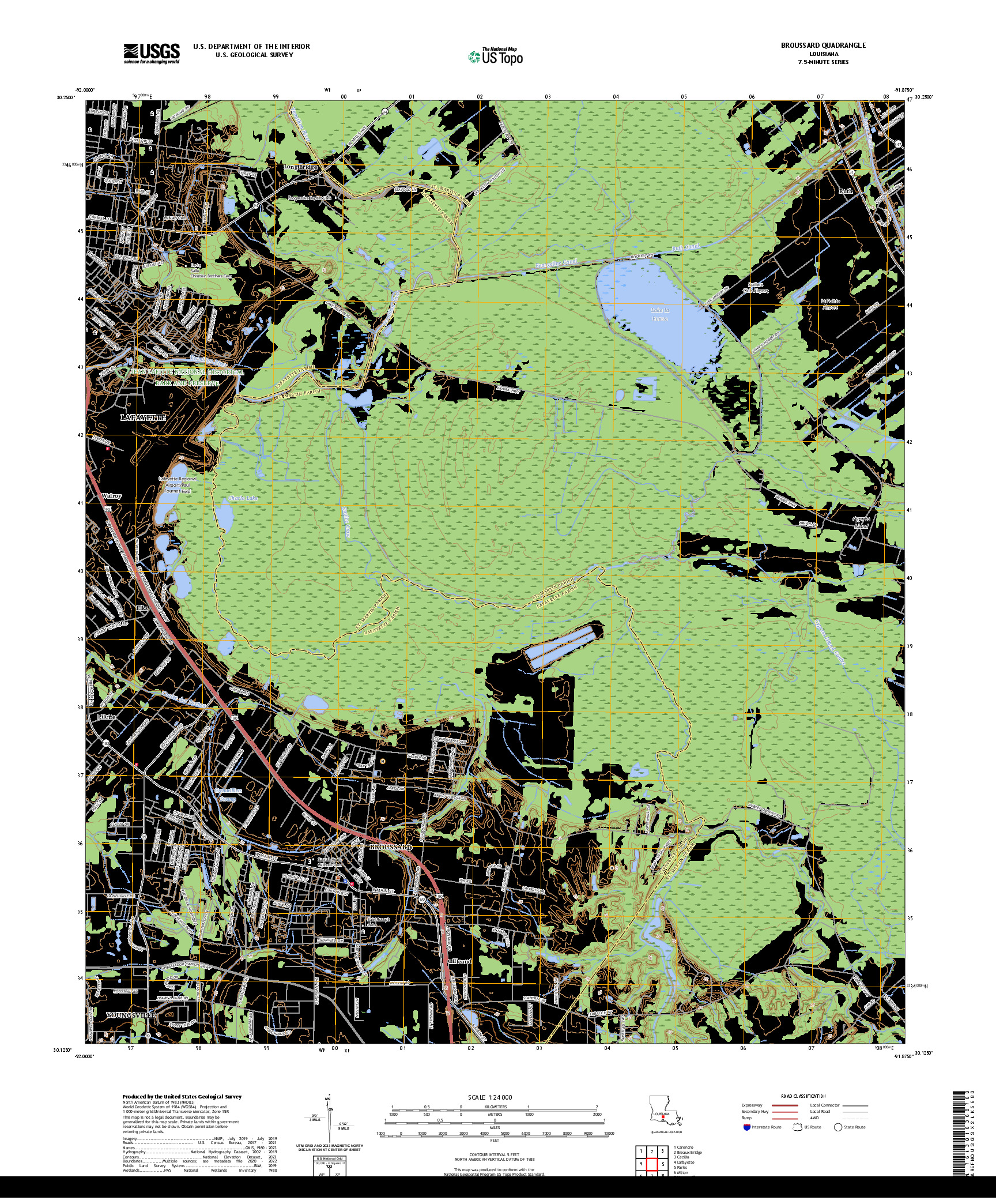 US TOPO 7.5-MINUTE MAP FOR BROUSSARD, LA