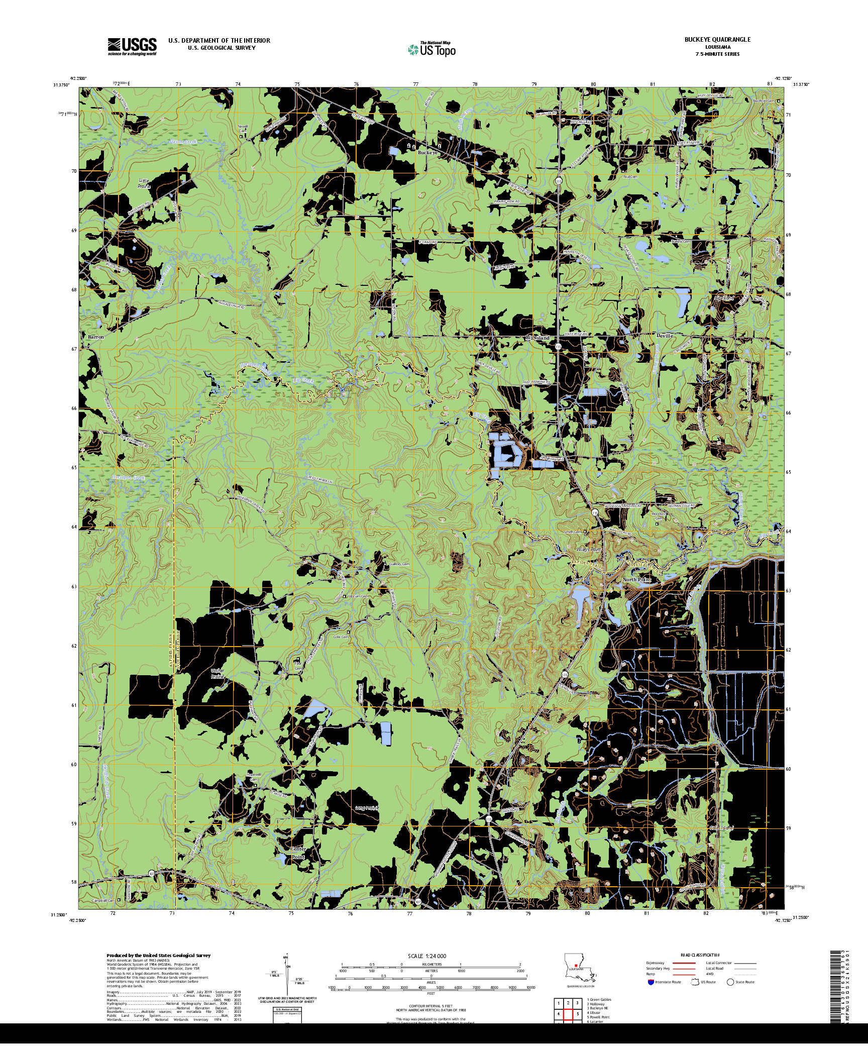 US TOPO 7.5-MINUTE MAP FOR BUCKEYE, LA